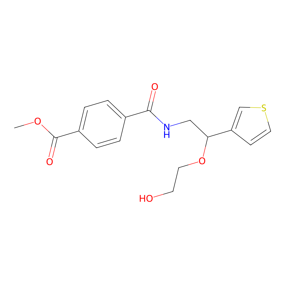 Methyl 4-((2-(2-hydroxyethoxy)-2-(thiophen-3-yl)ethyl)carbamoyl)benzoate molecular structure, CAS 2034566-19-1