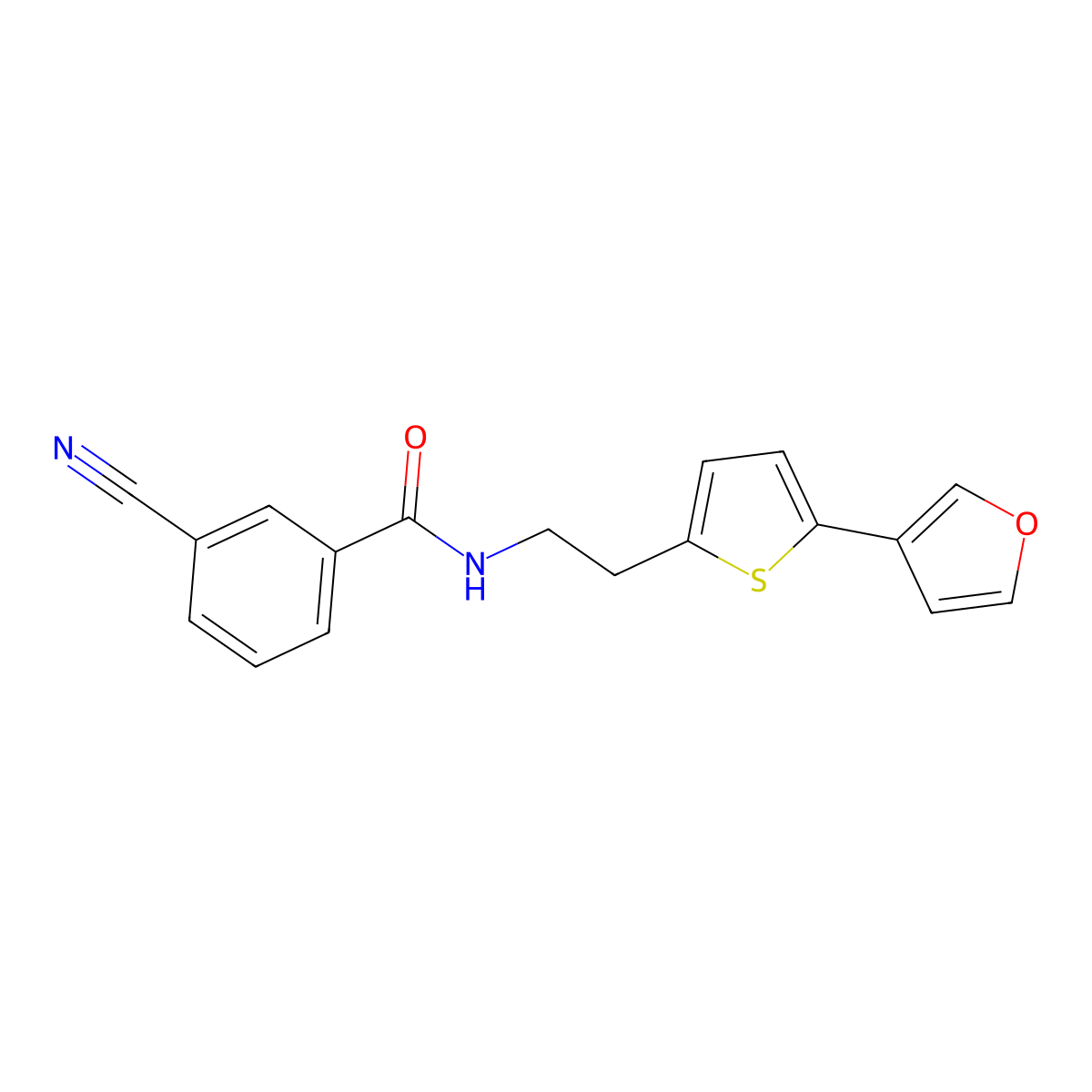 3-cyano-N-(2-(5-(furan-3-yl)thiophen-2-yl)ethyl)benzamide molecular structure, CAS 2034566-21-5