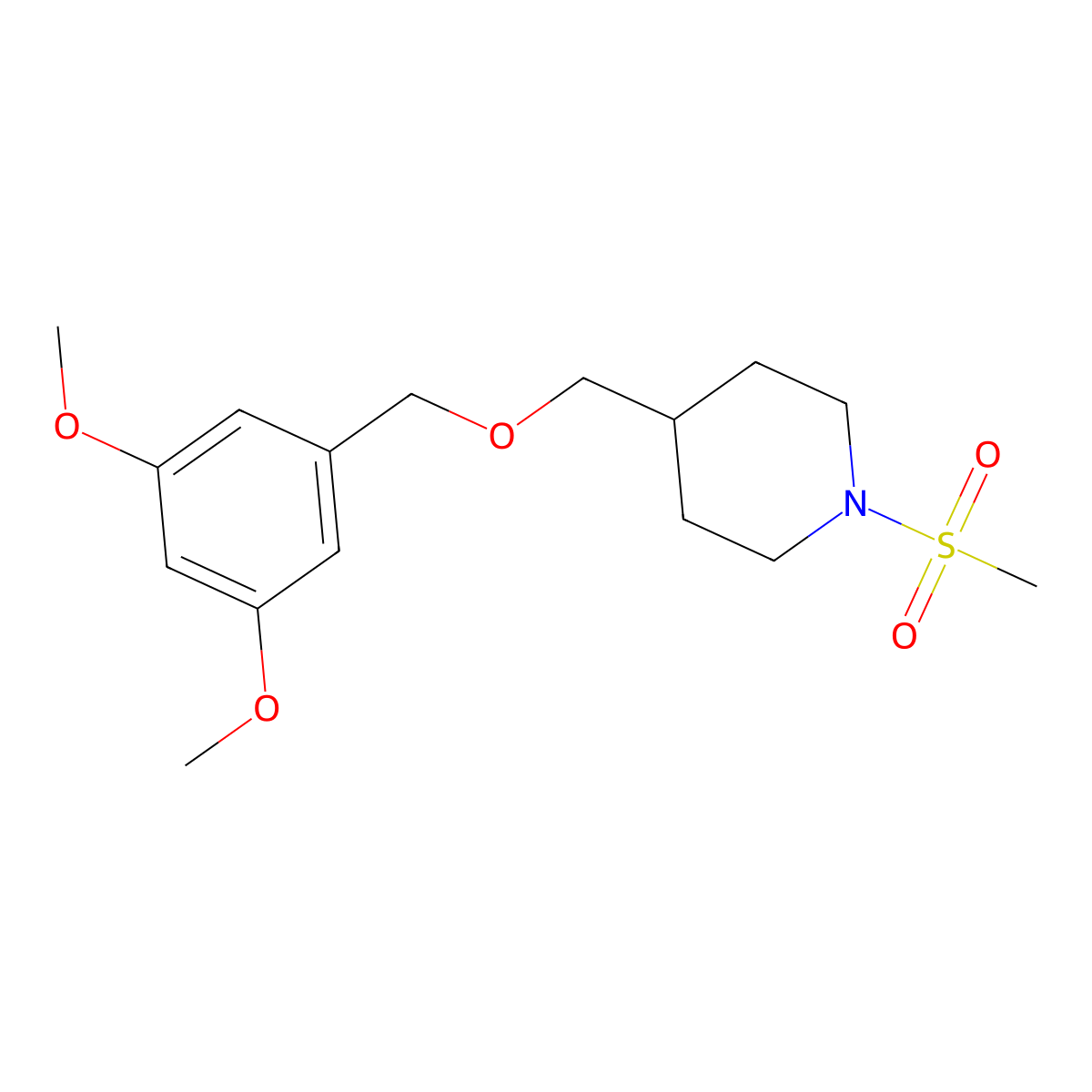 4-(((3,5-Dimethoxybenzyl)oxy)methyl)-1-(methylsulfonyl)piperidine molecular structure, CAS 2034566-25-9