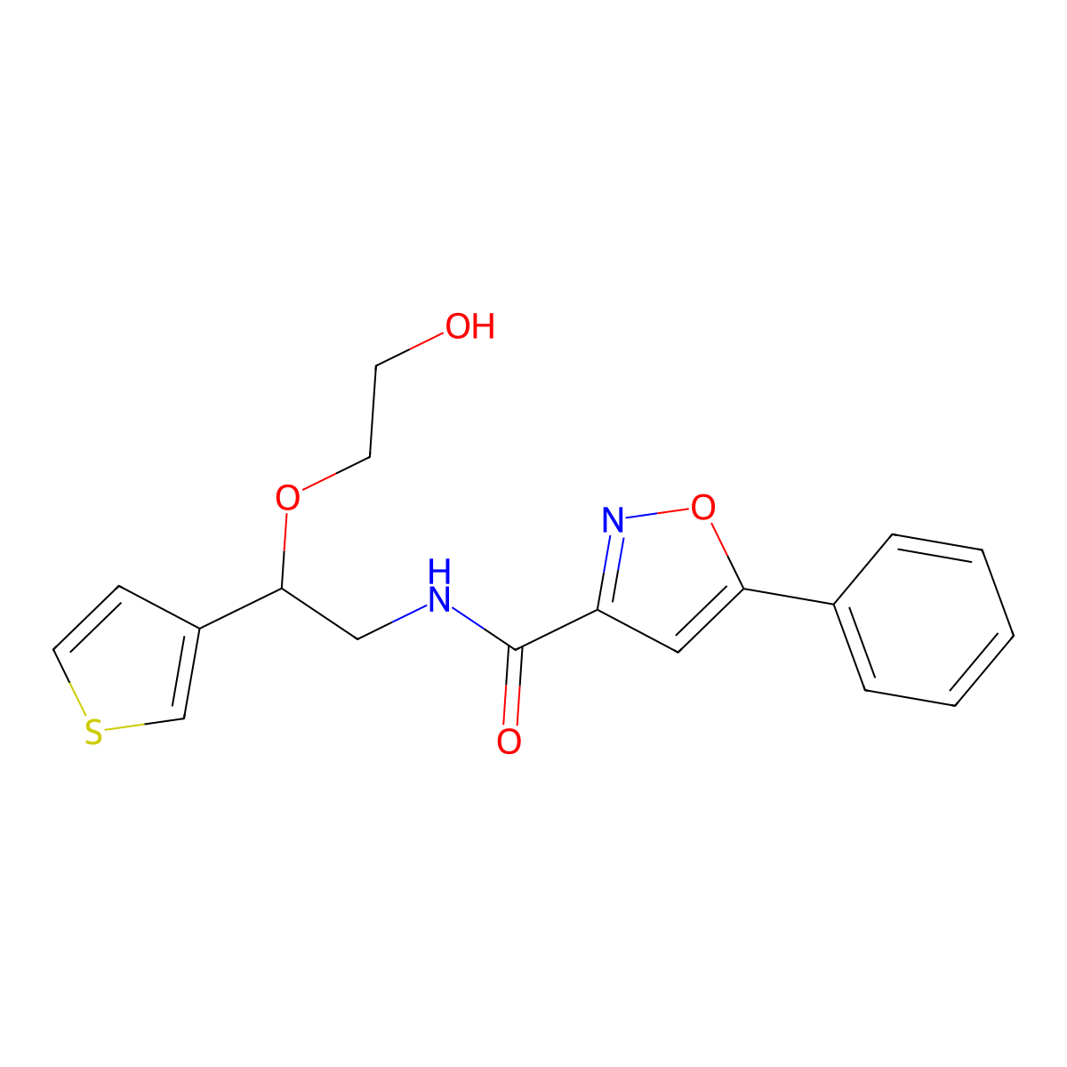N-(2-(2-hydroxyethoxy)-2-(thiophen-3-yl)ethyl)-5-phenylisoxazole-3-carboxamide molecular structure, CAS 2034566-27-1