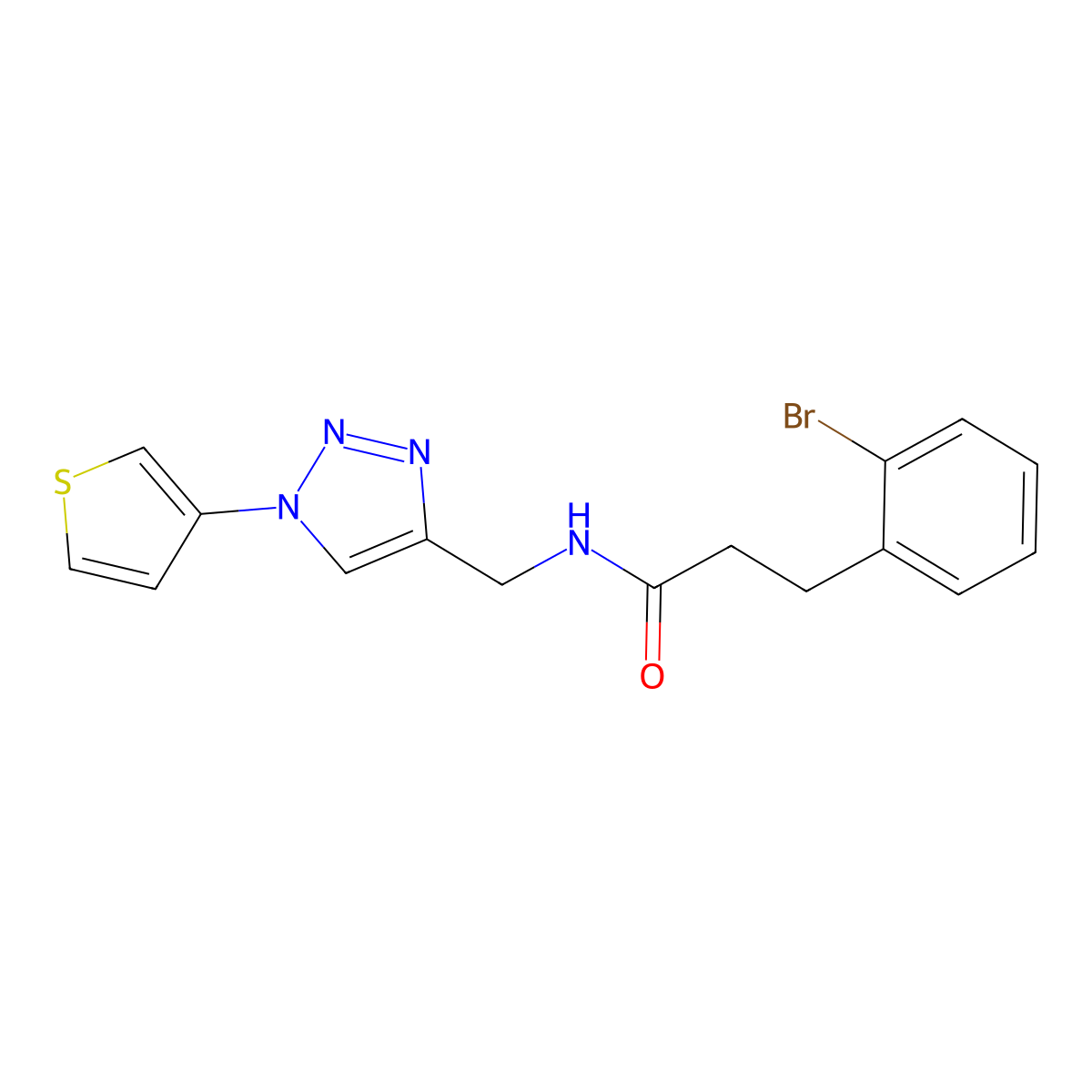 3-(2-bromophenyl)-N-((1-(thiophen-3-yl)-1H-1,2,3-triazol-4-yl)methyl)propanamide molecular structure, CAS 2034566-29-3