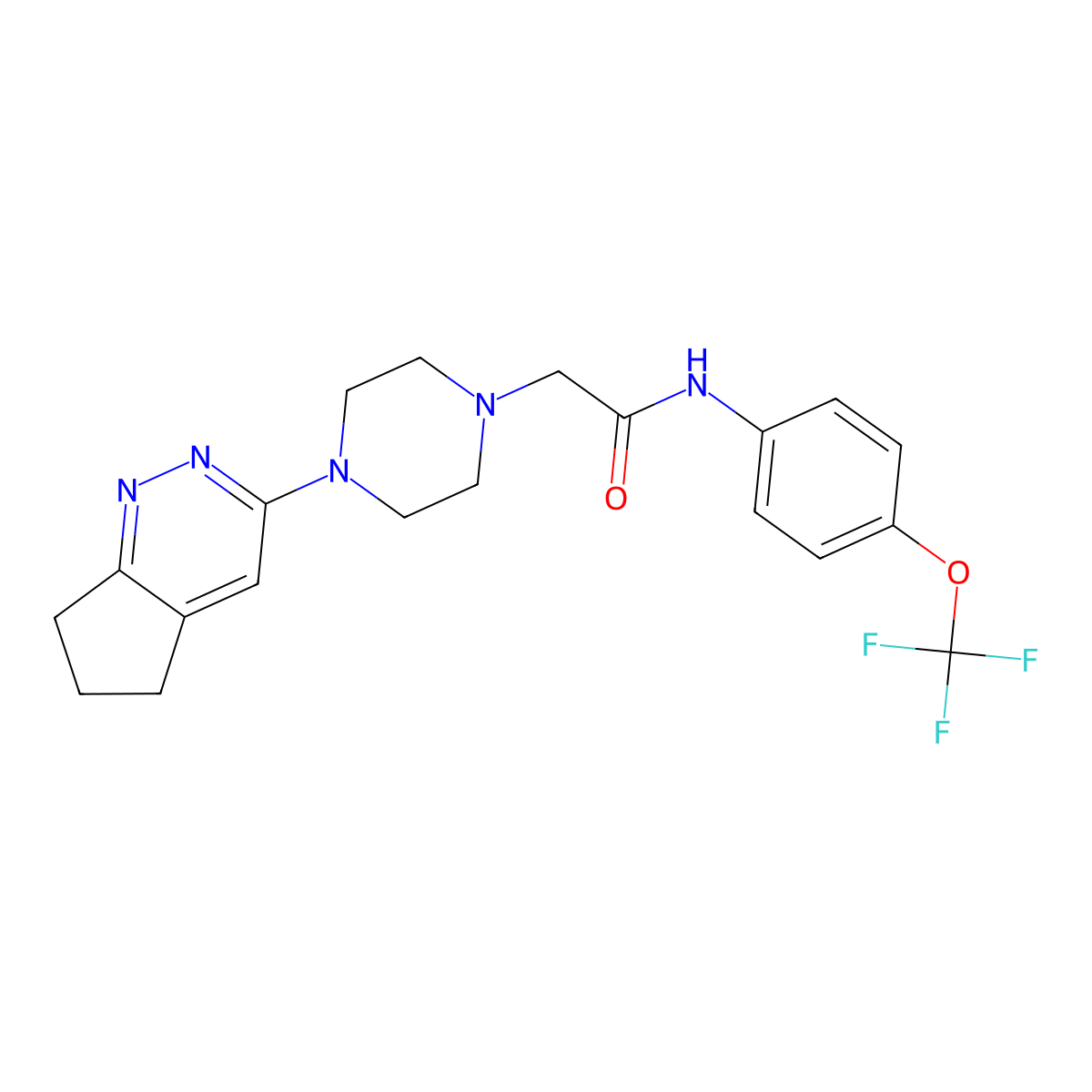 2-(4-(6,7-dihydro-5H-cyclopenta[c]pyridazin-3-yl)piperazin-1-yl)-N-(4-(trifluoromethoxy)phenyl)acetamide molecular structure, CAS 2034566-31-7