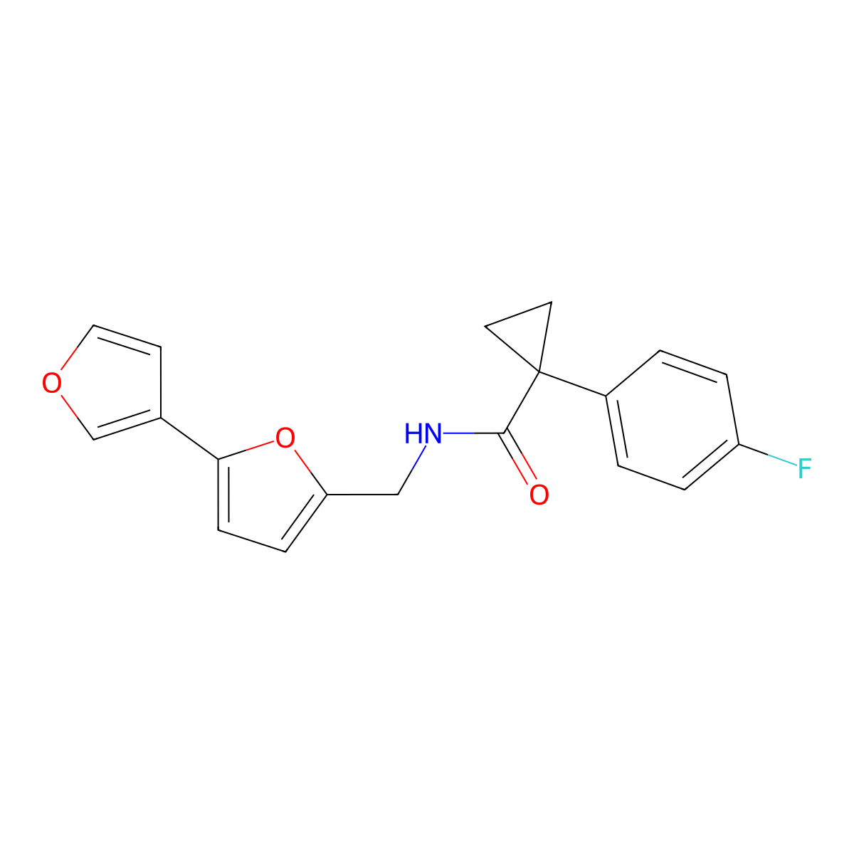 N-({[2,3'-bifuran]-5-yl}methyl)-1-(4-fluorophenyl)cyclopropane-1-carboxamide molecular structure, CAS 2034566-33-9