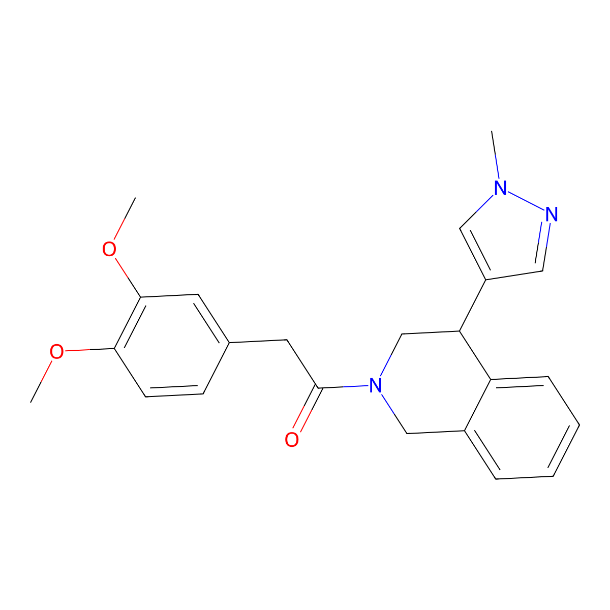 2-(3,4-dimethoxyphenyl)-1-(4-(1-methyl-1H-pyrazol-4-yl)-3,4-dihydroisoquinolin-2(1H)-yl)ethanone molecular structure, CAS 2034566-36-2