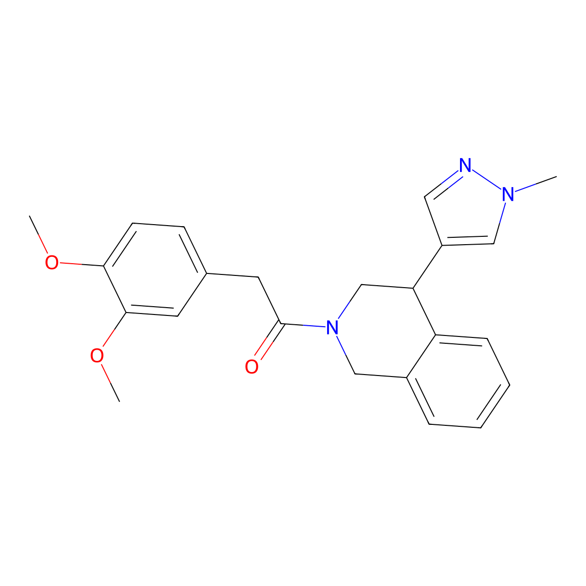 2-(3,4-dimethoxyphenyl)-1-(4-(1-methyl-1H-pyrazol-4-yl)-3,4-dihydroisoquinolin-2(1H)-yl)ethanone molecular structure, CAS 2034566-36-2