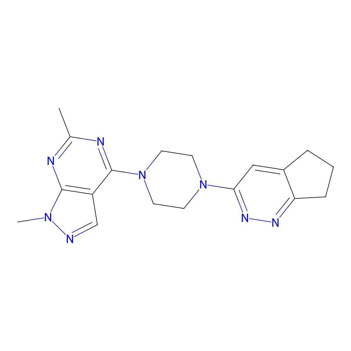 4-(4-(6,7-dihydro-5H-cyclopenta[c]pyridazin-3-yl)piperazin-1-yl)-1,6-dimethyl-1H-pyrazolo[3,4-d]pyrimidine molecular structure, CAS 2034566-39-5