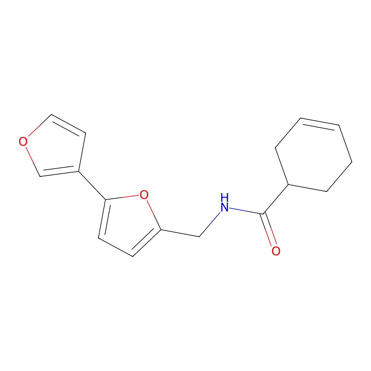 N-({[2,3'-bifuran]-5-yl}methyl)cyclohex-3-ene-1-carboxamide molecular structure, CAS 2034566-42-0