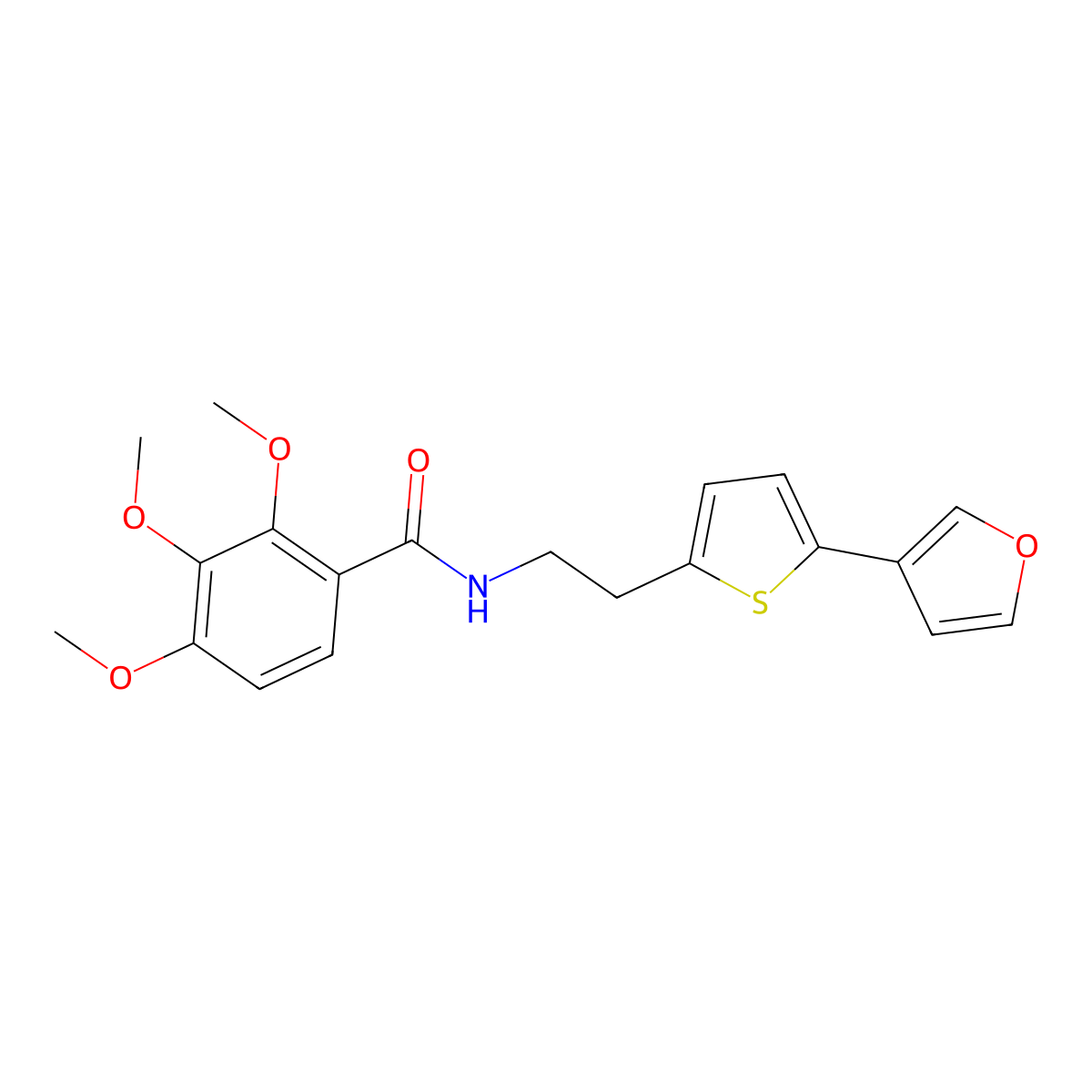 N-(2-(5-(furan-3-yl)thiophen-2-yl)ethyl)-2,3,4-trimethoxybenzamide molecular structure, CAS 2034566-45-3