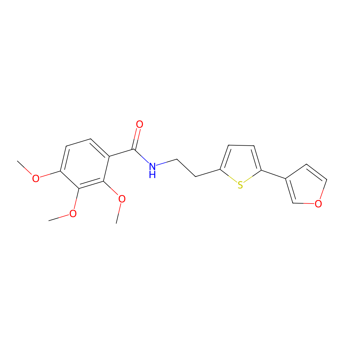 N-(2-(5-(furan-3-yl)thiophen-2-yl)ethyl)-2,3,4-trimethoxybenzamide molecular structure, CAS 2034566-45-3