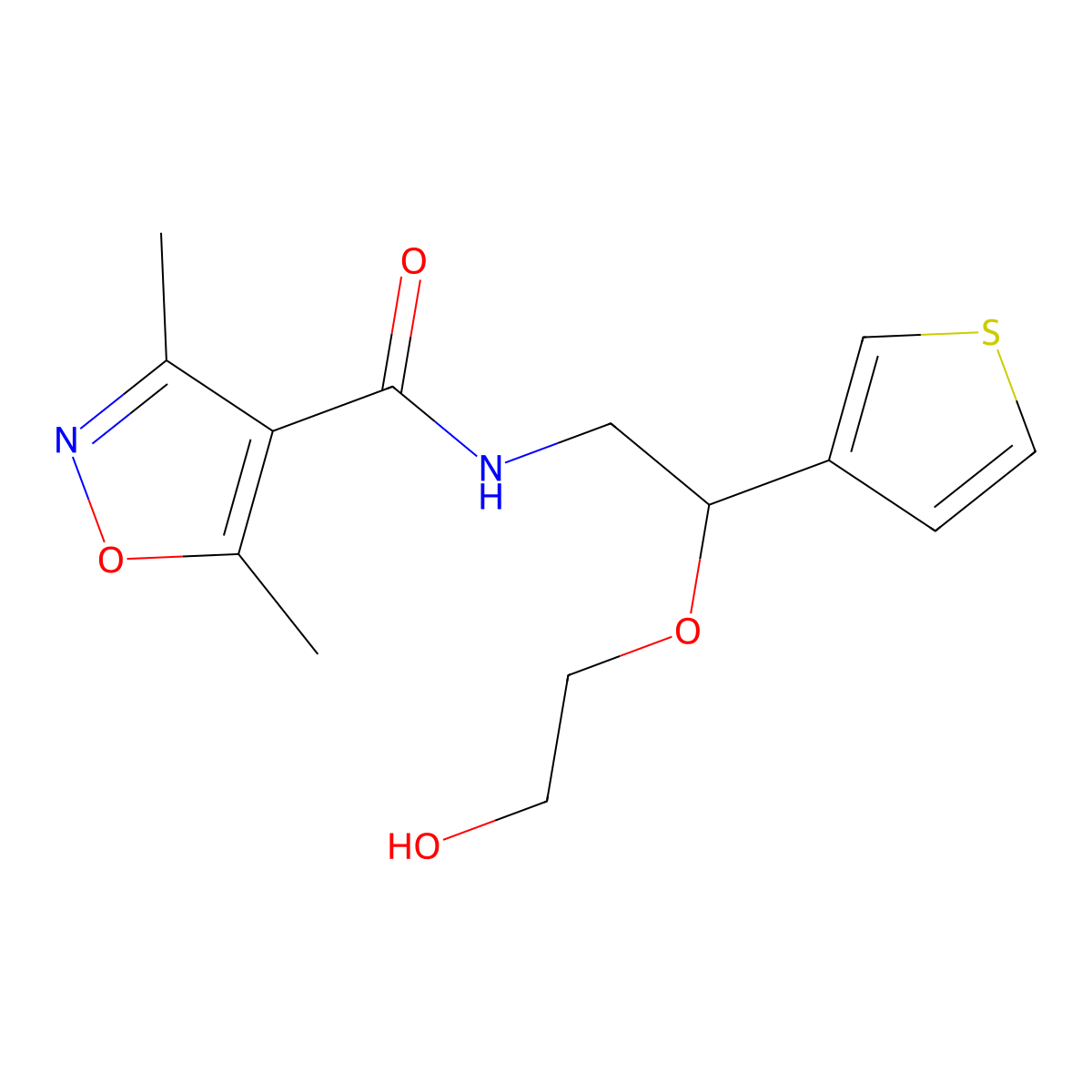 N-(2-(2-hydroxyethoxy)-2-(thiophen-3-yl)ethyl)-3,5-dimethylisoxazole-4-carboxamide molecular structure, CAS 2034566-46-4