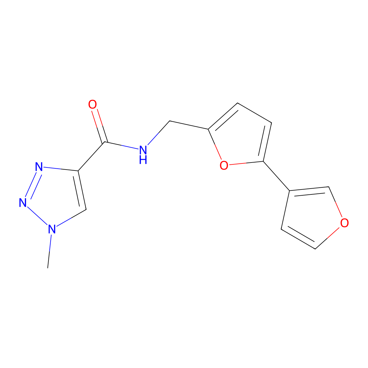 N-({[2,3'-bifuran]-5-yl}methyl)-1-methyl-1H-1,2,3-triazole-4-carboxamide molecular structure, CAS 2034566-49-7