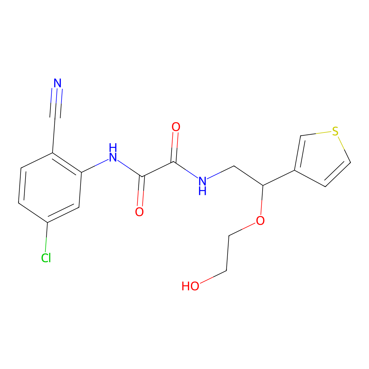 N1-(5-chloro-2-cyanophenyl)-N2-(2-(2-hydroxyethoxy)-2-(thiophen-3-yl)ethyl)oxalamide molecular structure, CAS 2034566-50-0