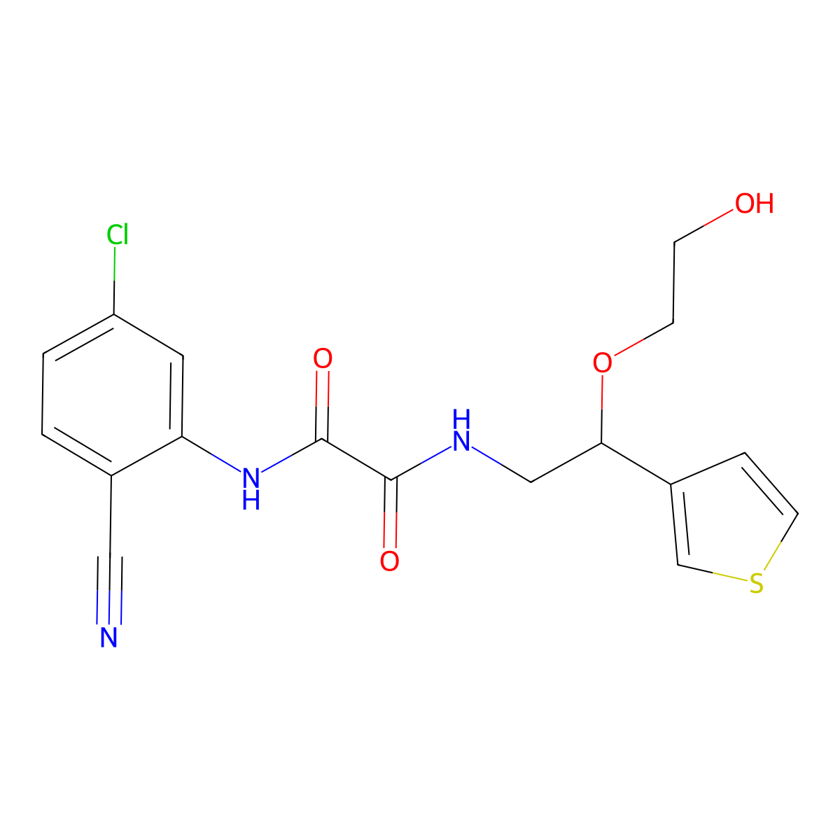 N1-(5-chloro-2-cyanophenyl)-N2-(2-(2-hydroxyethoxy)-2-(thiophen-3-yl)ethyl)oxalamide molecular structure, CAS 2034566-50-0