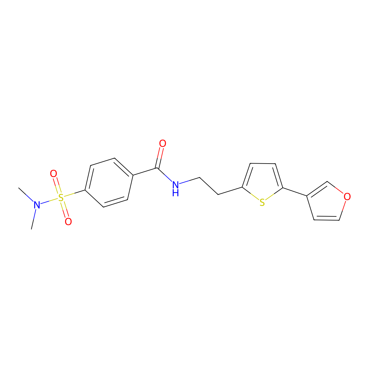 4-(N,N-dimethylsulfamoyl)-N-(2-(5-(furan-3-yl)thiophen-2-yl)ethyl)benzamide molecular structure, CAS 2034566-51-1