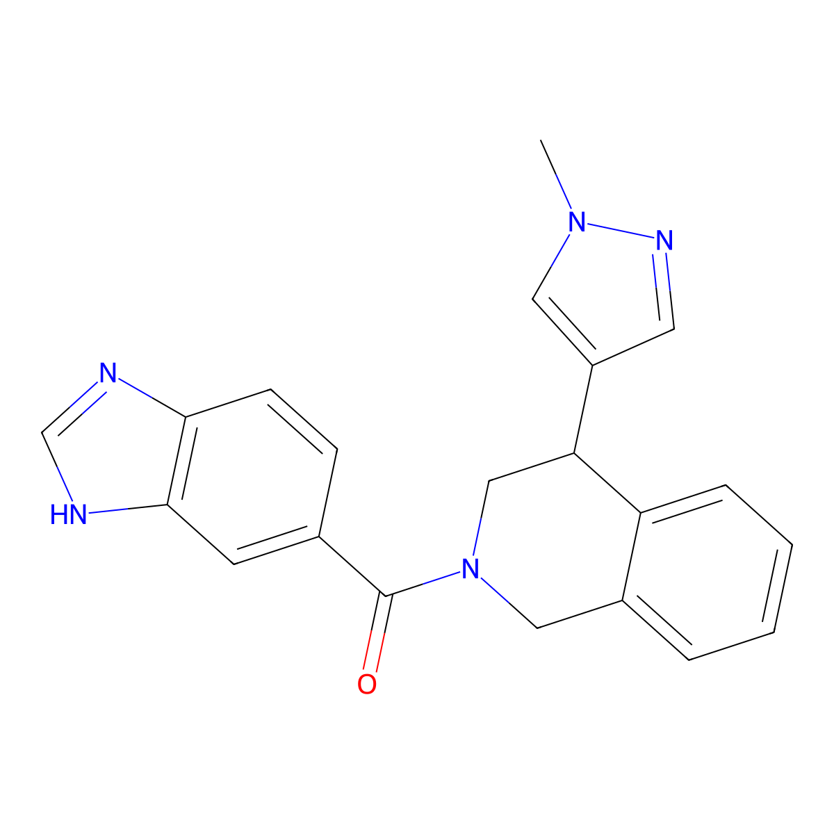 (1H-benzo[d]imidazol-5-yl)(4-(1-methyl-1H-pyrazol-4-yl)-3,4-dihydroisoquinolin-2(1H)-yl)methanone molecular structure, CAS 2034566-53-3