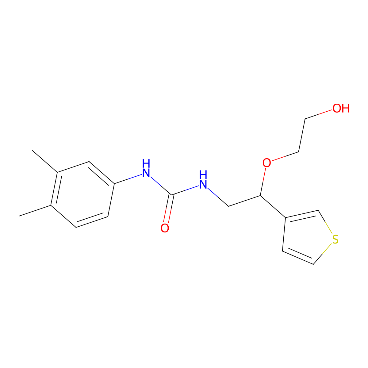 1-(3,4-Dimethylphenyl)-3-[2-(2-hydroxyethoxy)-2-(thiophen-3-yl)ethyl]urea molecular structure, CAS 2034566-58-8