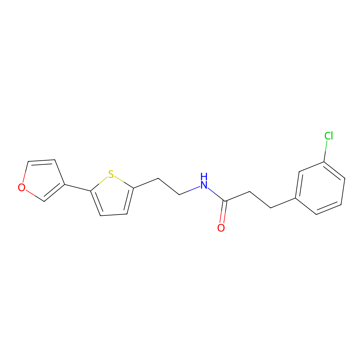 3-(3-chlorophenyl)-N-(2-(5-(furan-3-yl)thiophen-2-yl)ethyl)propanamide molecular structure, CAS 2034566-63-5
