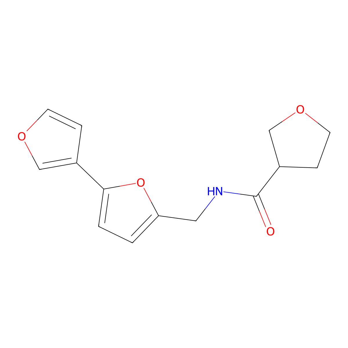 N-({[2,3'-bifuran]-5-yl}methyl)oxolane-3-carboxamide molecular structure, CAS 2034566-65-7