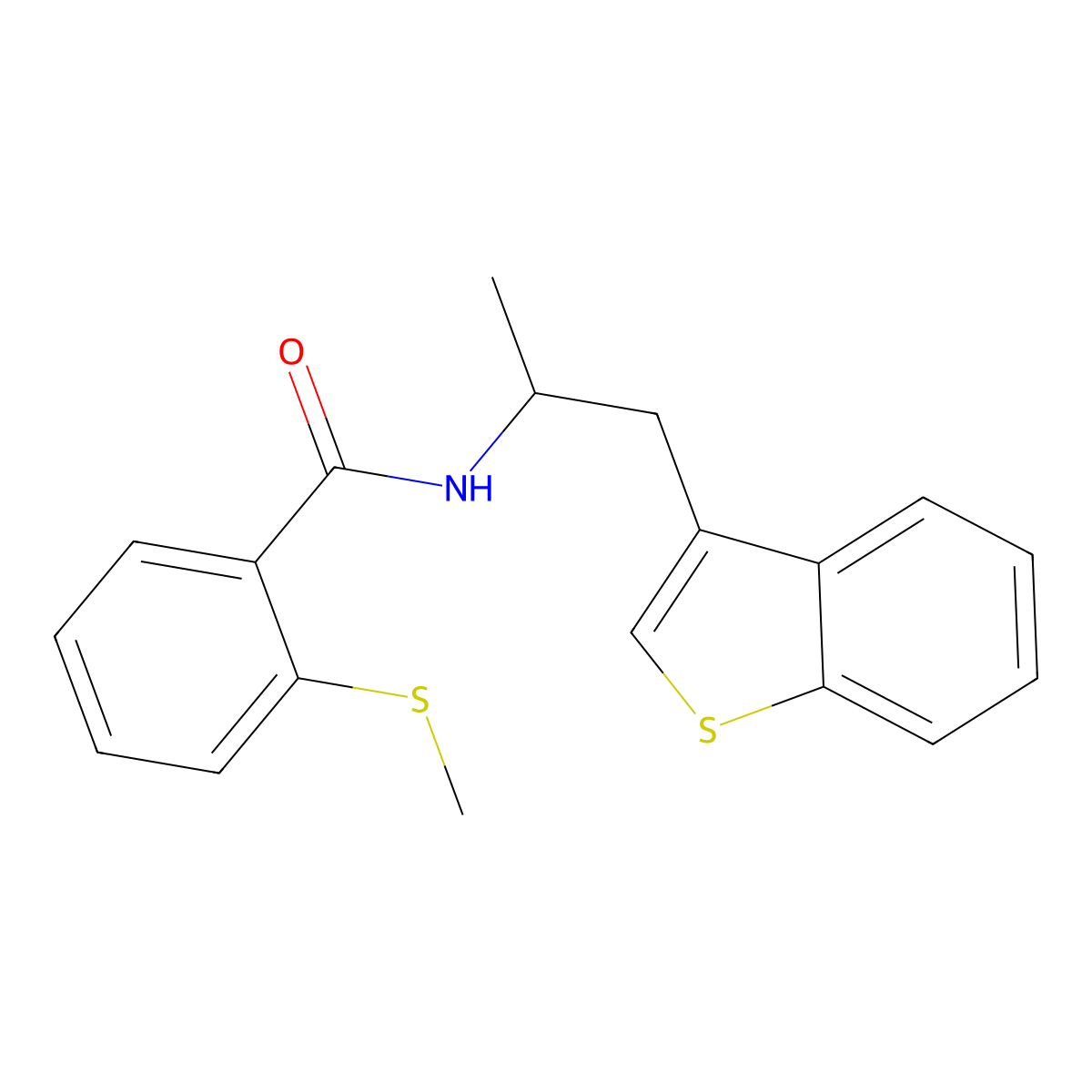 N-(1-(benzo[b]thiophen-3-yl)propan-2-yl)-2-(methylthio)benzamide molecular structure, CAS 2034566-76-0