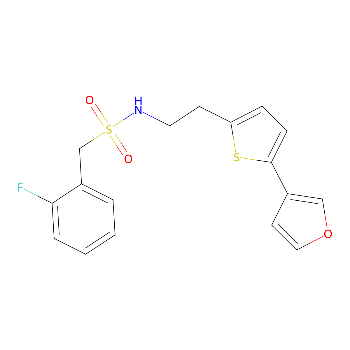 1-(2-fluorophenyl)-N-(2-(5-(furan-3-yl)thiophen-2-yl)ethyl)methanesulfonamide molecular structure, CAS 2034566-81-7