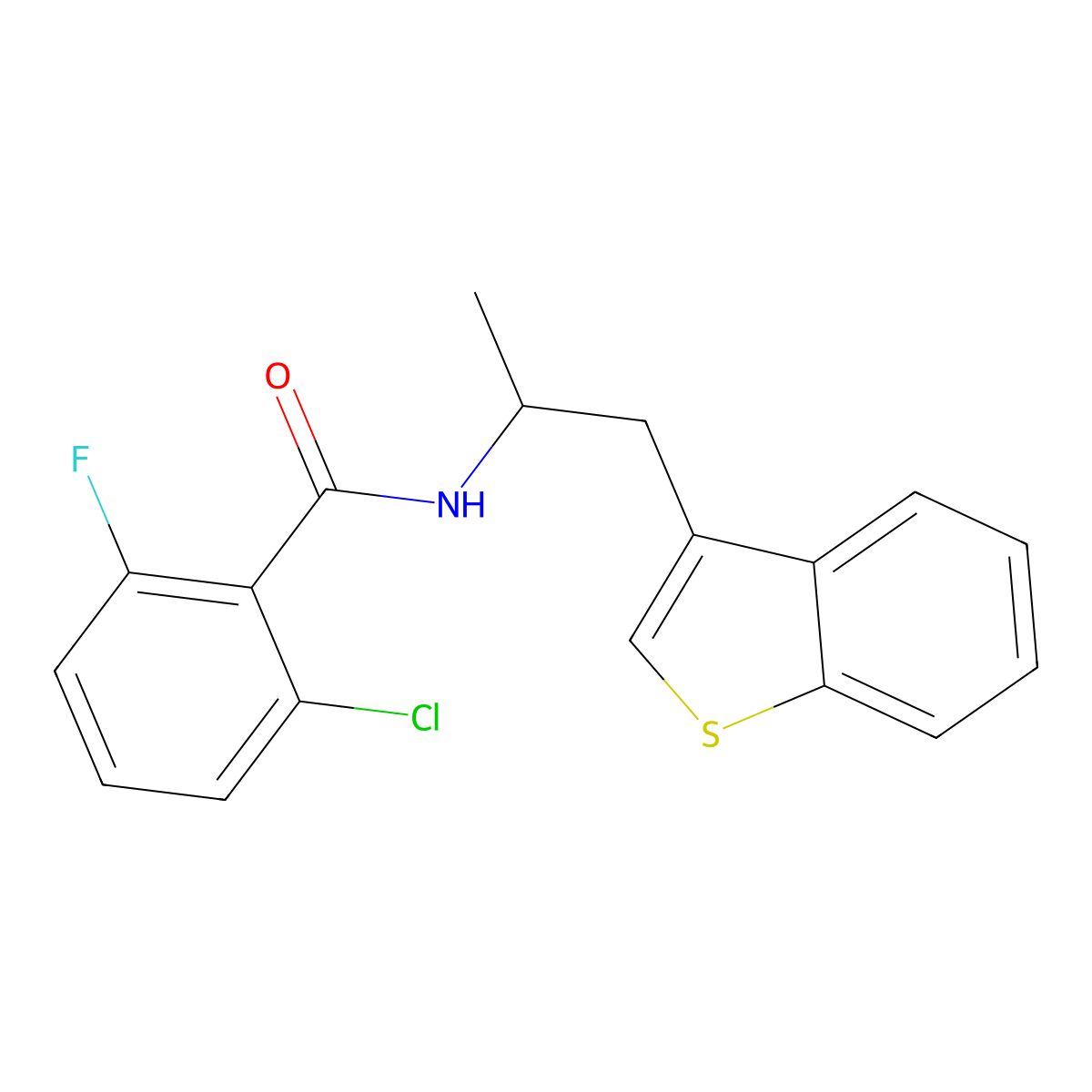 N-(1-(benzo[b]thiophen-3-yl)propan-2-yl)-2-chloro-6-fluorobenzamide molecular structure, CAS 2034566-87-3