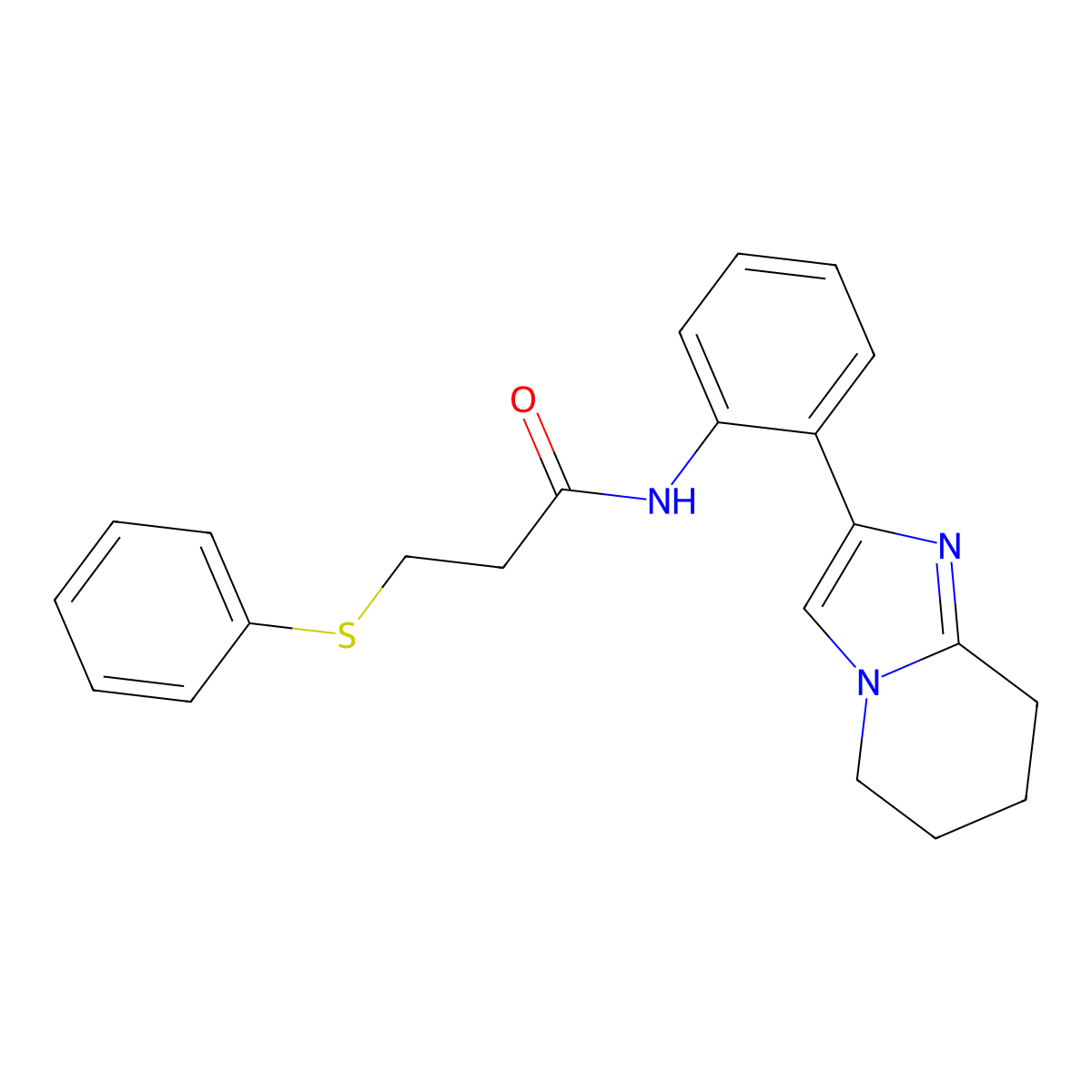 3-(phenylthio)-N-(2-(5,6,7,8-tetrahydroimidazo[1,2-a]pyridin-2-yl)phenyl)propanamide molecular structure, CAS 2034566-91-9