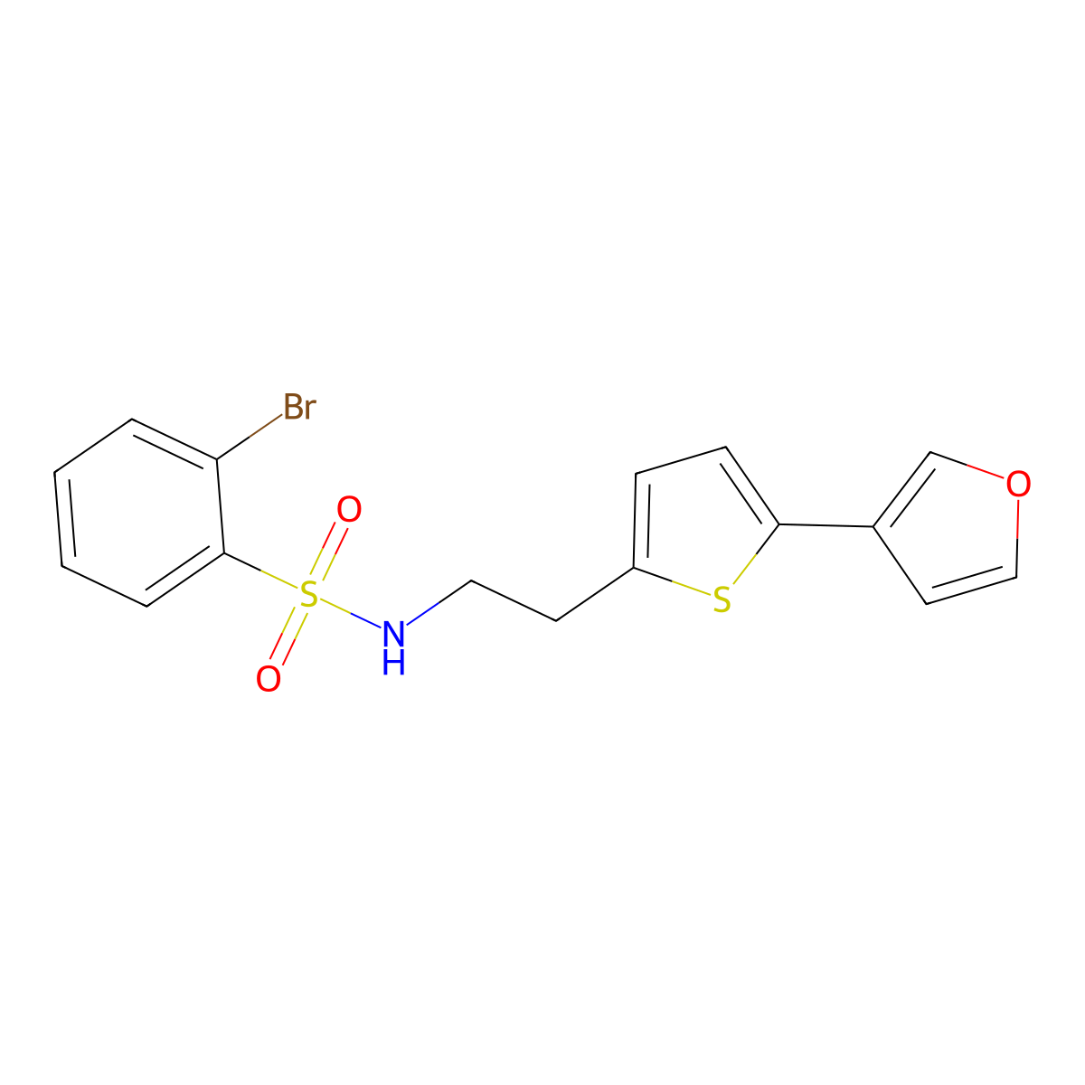 2-bromo-N-(2-(5-(furan-3-yl)thiophen-2-yl)ethyl)benzenesulfonamide molecular structure, CAS 2034566-99-7