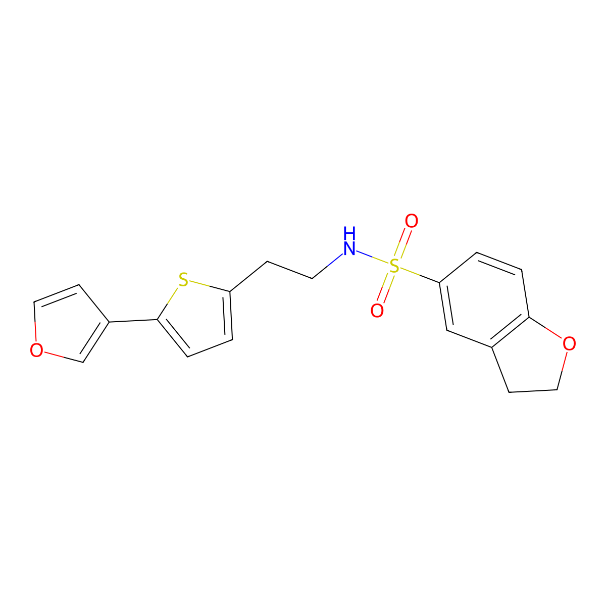 N-(2-(5-(furan-3-yl)thiophen-2-yl)ethyl)-2,3-dihydrobenzofuran-5-sulfonamide molecular structure, CAS 2034567-05-8