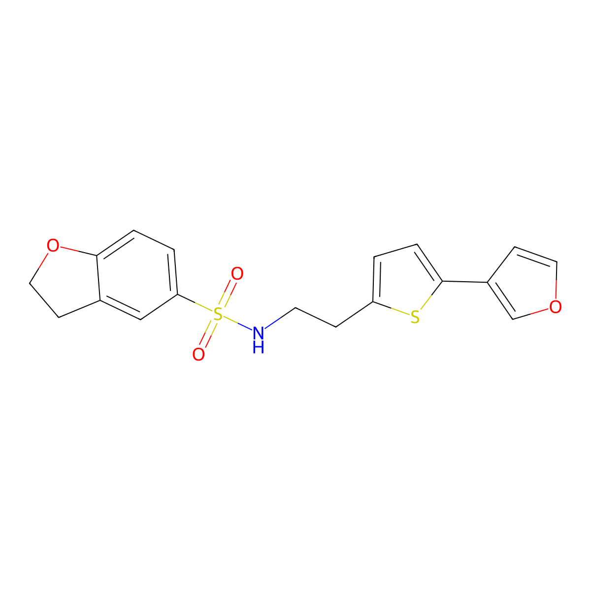 N-(2-(5-(furan-3-yl)thiophen-2-yl)ethyl)-2,3-dihydrobenzofuran-5-sulfonamide molecular structure, CAS 2034567-05-8