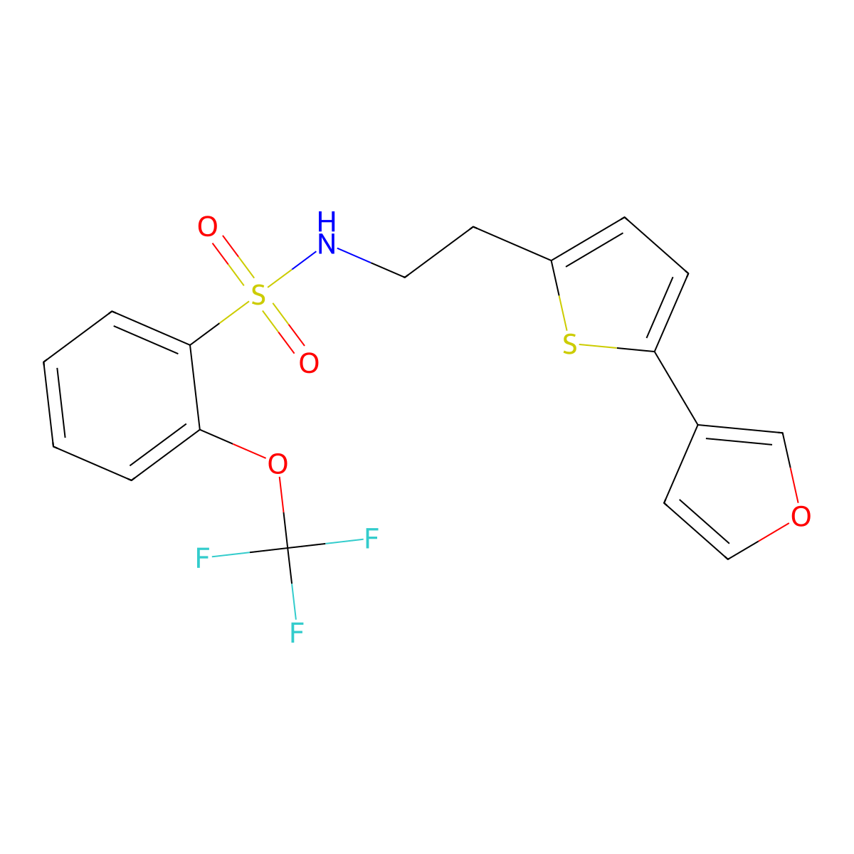 N-(2-(5-(furan-3-yl)thiophen-2-yl)ethyl)-2-(trifluoromethoxy)benzenesulfonamide molecular structure, CAS 2034567-10-5