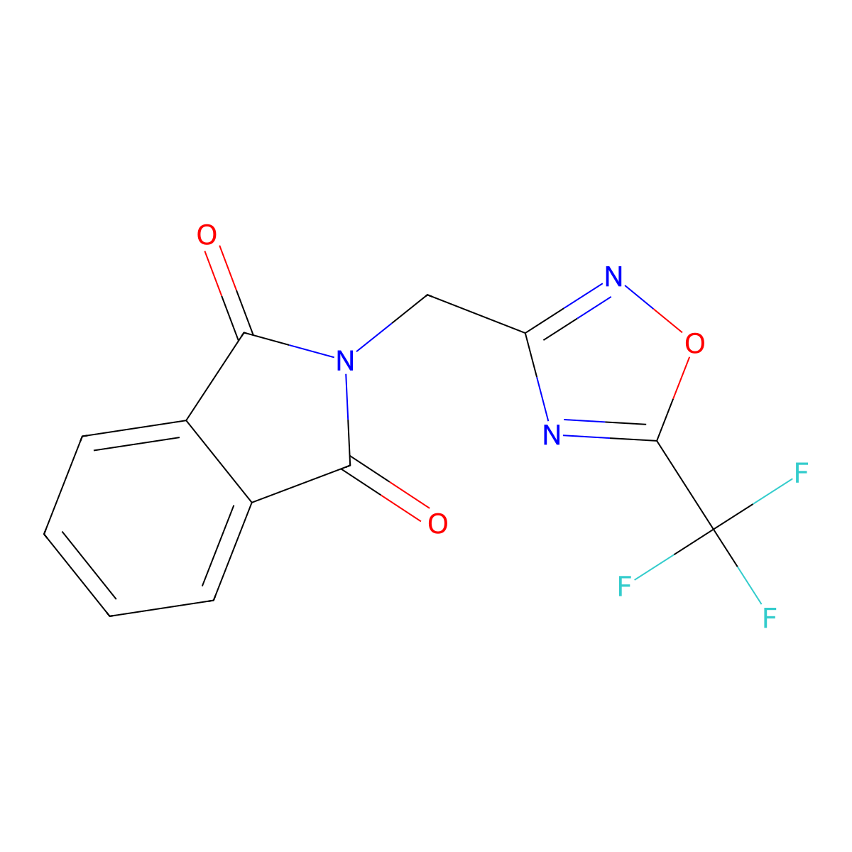 2-((5-(Trifluoromethyl)-1,2,4-oxadiazol-3-yl)methyl)isoindoline-1,3-dione molecular structure, CAS 2034567-12-7
