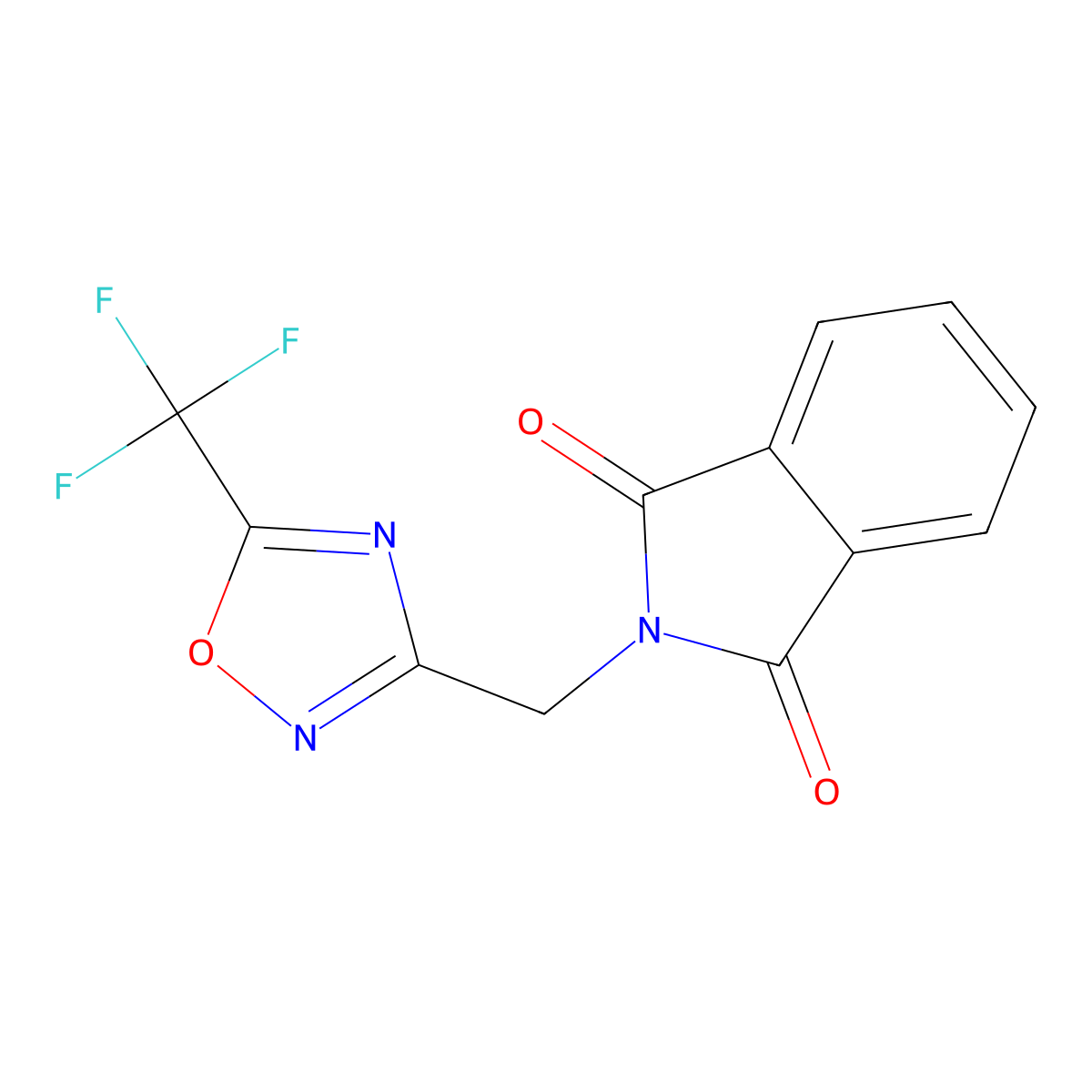 2-((5-(Trifluoromethyl)-1,2,4-oxadiazol-3-yl)methyl)isoindoline-1,3-dione molecular structure, CAS 2034567-12-7
