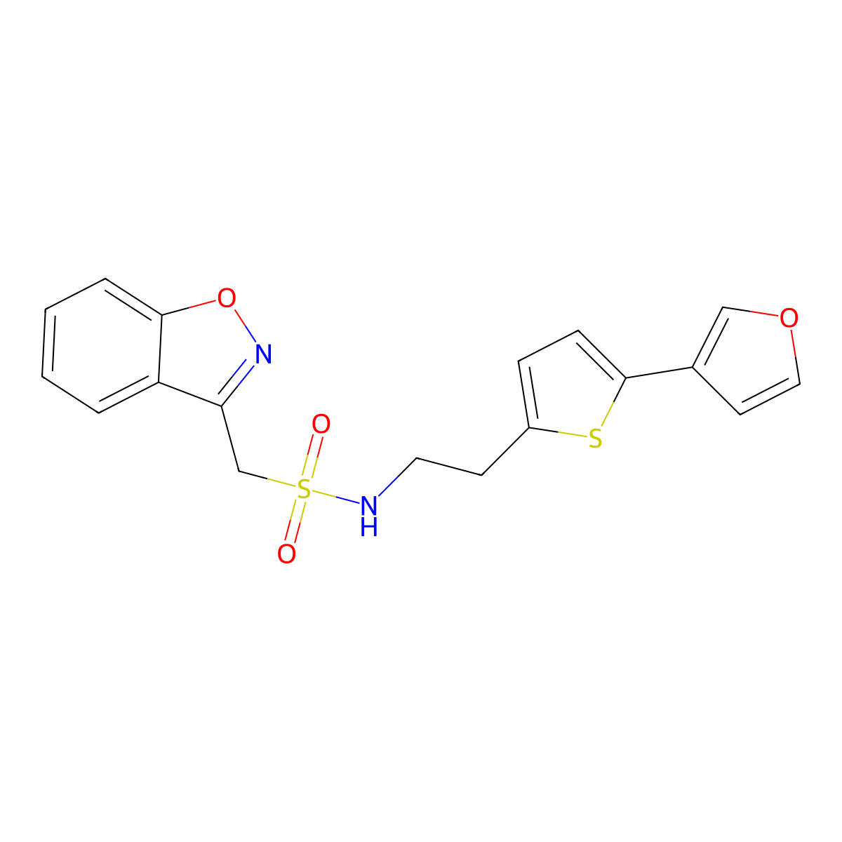 1-(benzo[d]isoxazol-3-yl)-N-(2-(5-(furan-3-yl)thiophen-2-yl)ethyl)methanesulfonamide molecular structure, CAS 2034567-16-1