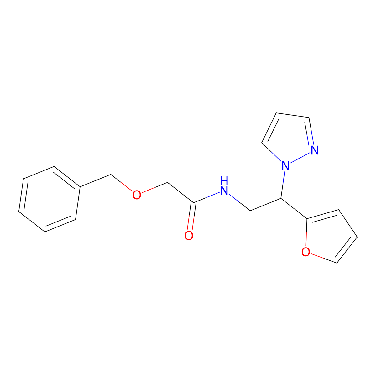 2-(benzyloxy)-N-[2-(furan-2-yl)-2-(1H-pyrazol-1-yl)ethyl]acetamide molecular structure, CAS 2034567-18-3