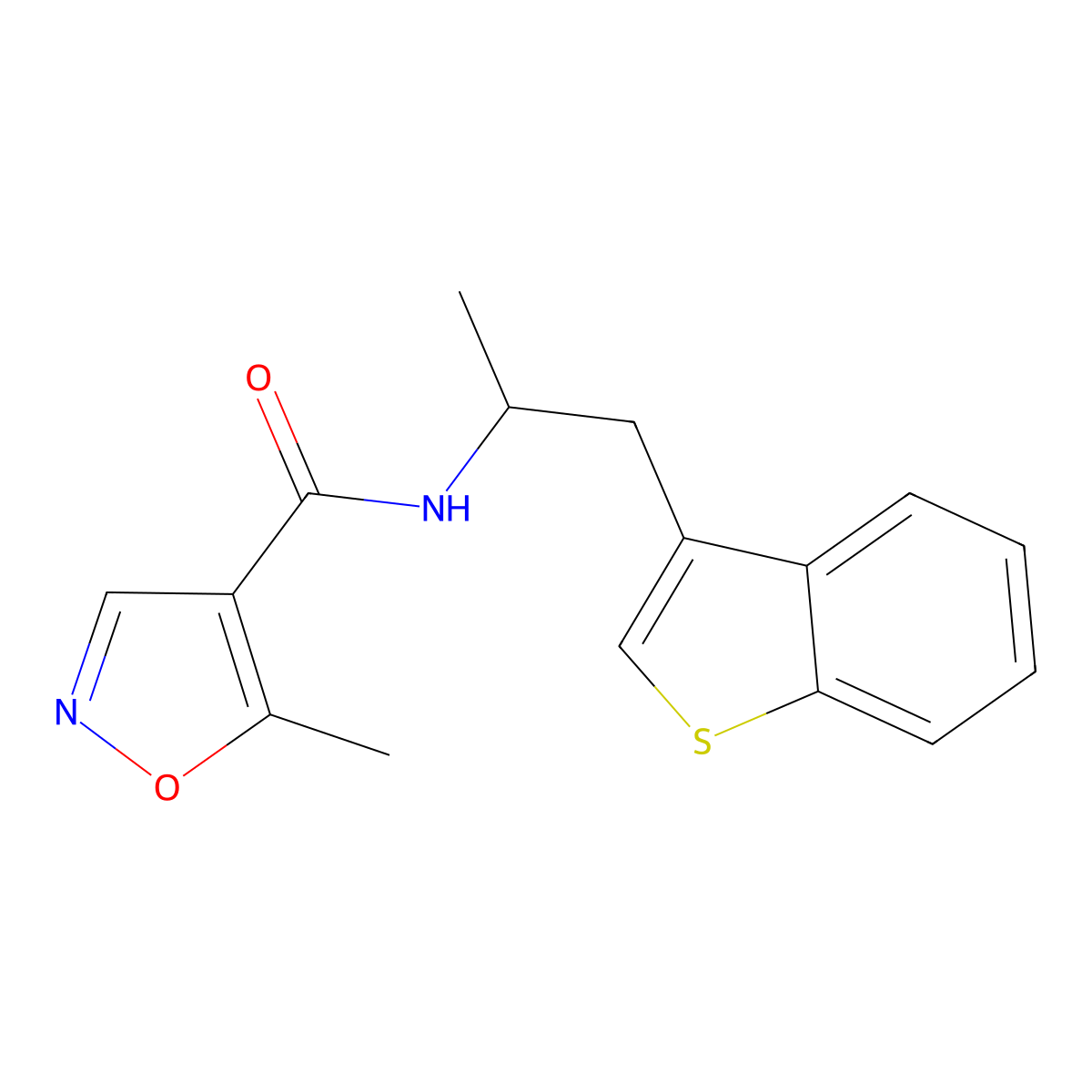N-(1-(benzo[b]thiophen-3-yl)propan-2-yl)-5-methylisoxazole-4-carboxamide molecular structure, CAS 2034567-20-7
