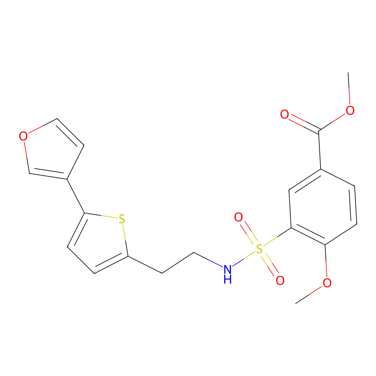 methyl 3-(N-(2-(5-(furan-3-yl)thiophen-2-yl)ethyl)sulfamoyl)-4-methoxybenzoate molecular structure, CAS 2034567-21-8