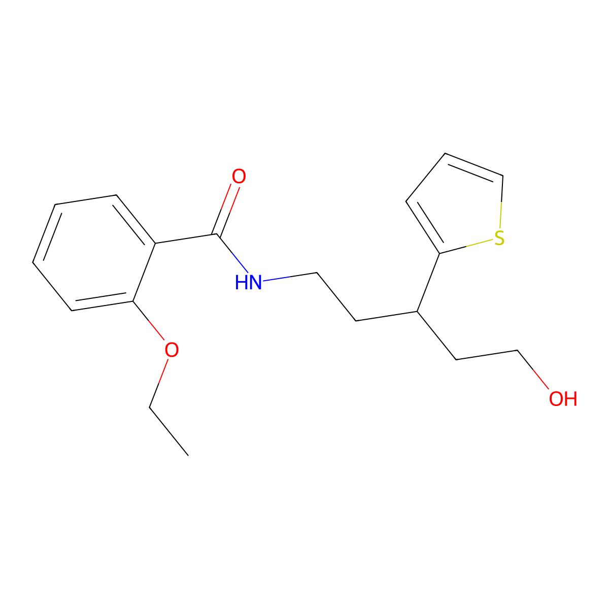 2-ethoxy-N-(5-hydroxy-3-(thiophen-2-yl)pentyl)benzamide molecular structure, CAS 2034567-29-6