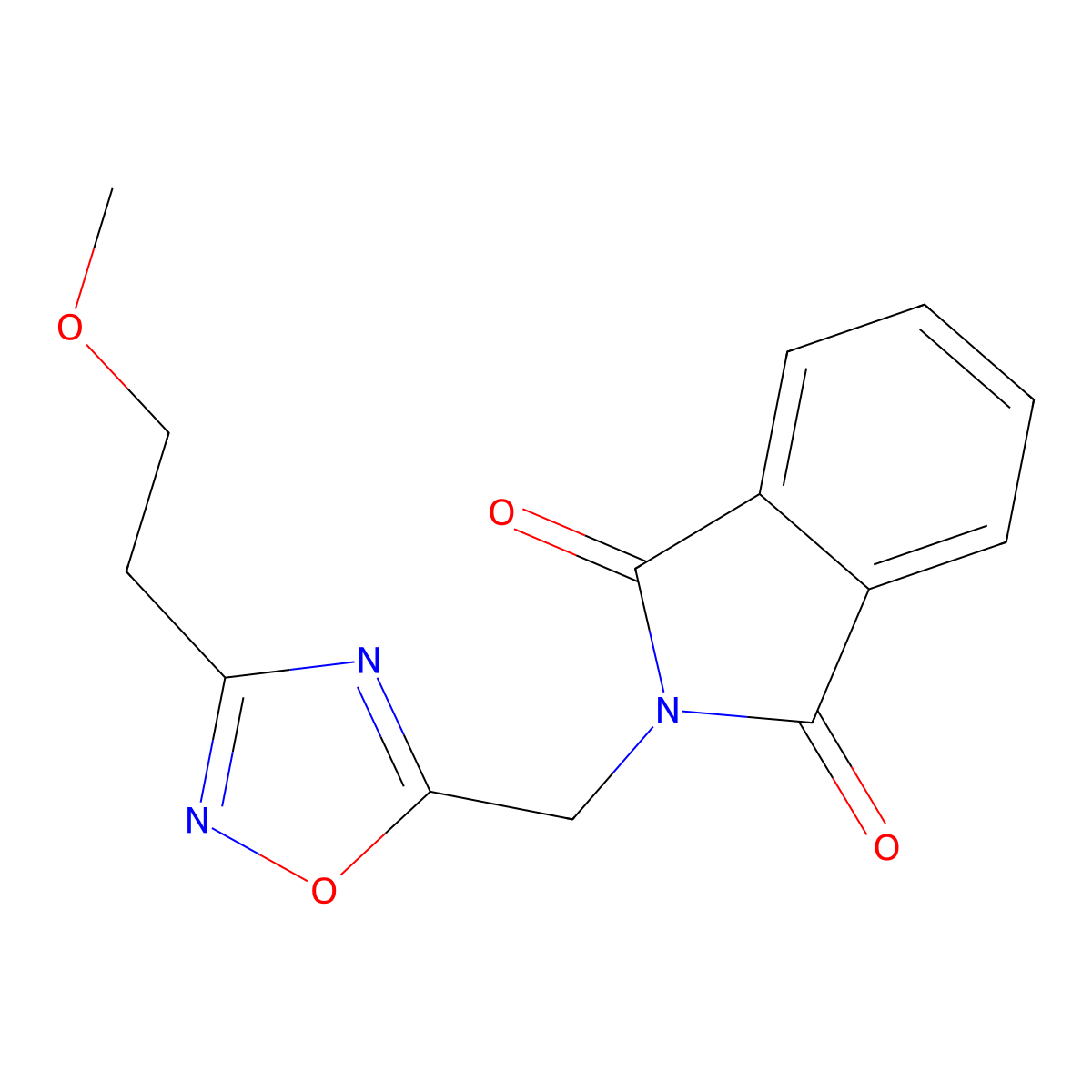 2-((3-(2-Methoxyethyl)-1,2,4-oxadiazol-5-yl)methyl)isoindoline-1,3-dione molecular structure, CAS 2034567-31-0