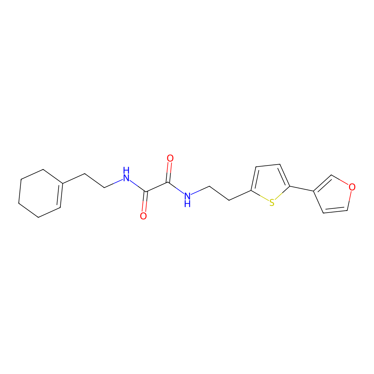 N1-(2-(cyclohex-1-en-1-yl)ethyl)-N2-(2-(5-(furan-3-yl)thiophen-2-yl)ethyl)oxalamide molecular structure, CAS 2034567-37-6
