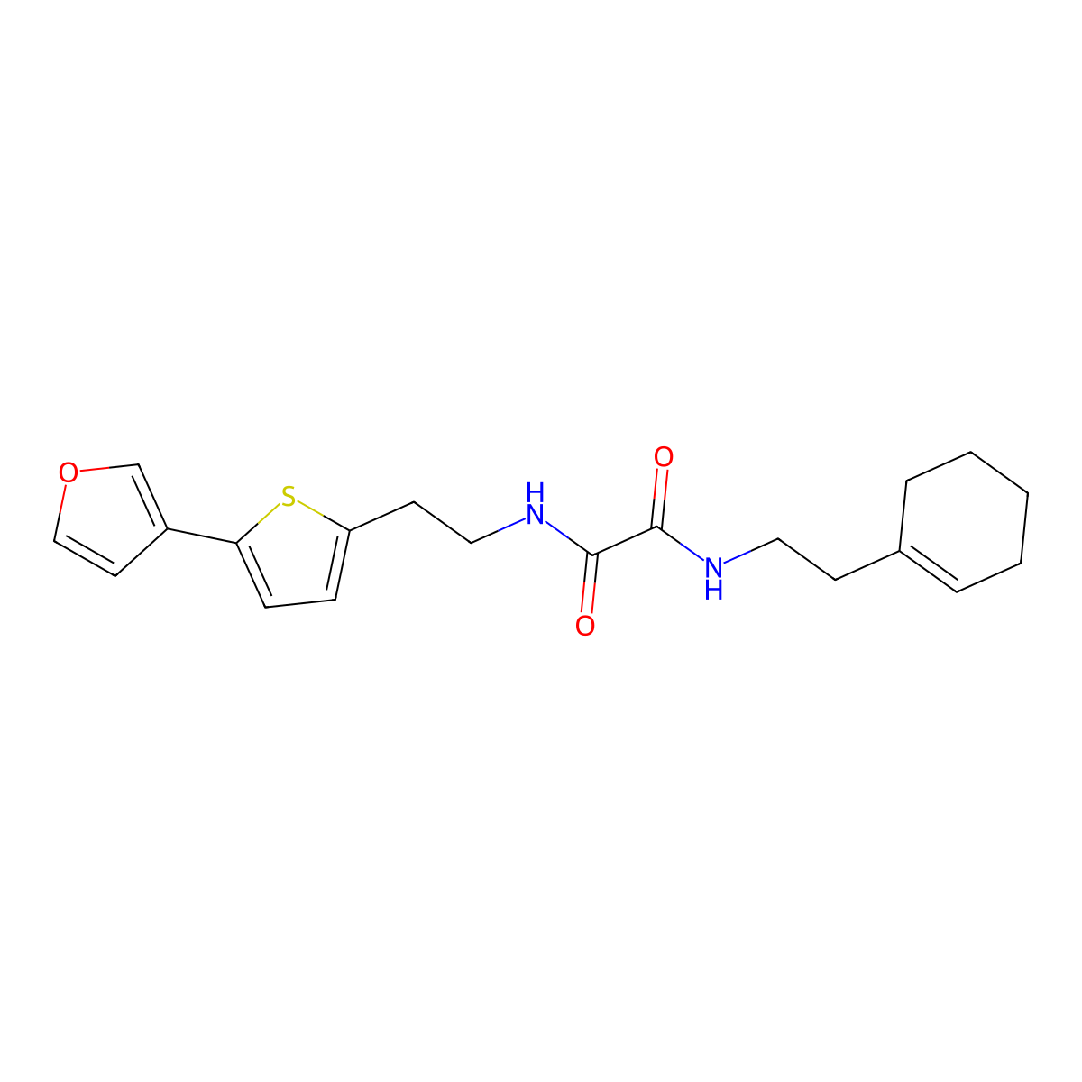 N1-(2-(cyclohex-1-en-1-yl)ethyl)-N2-(2-(5-(furan-3-yl)thiophen-2-yl)ethyl)oxalamide molecular structure, CAS 2034567-37-6