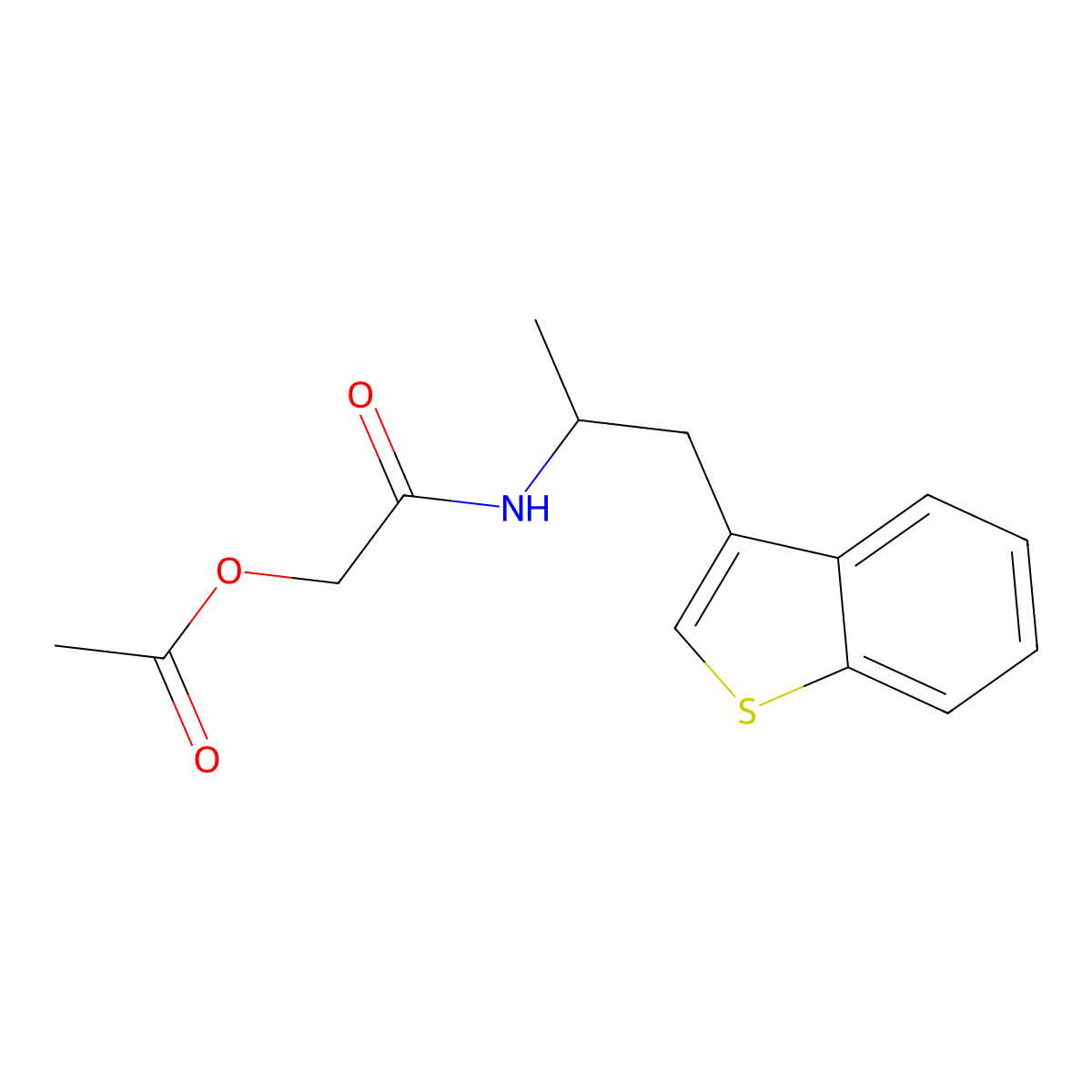 {[1-(1-Benzothiophen-3-yl)propan-2-yl]carbamoyl}methyl acetate molecular structure, CAS 2034567-38-7