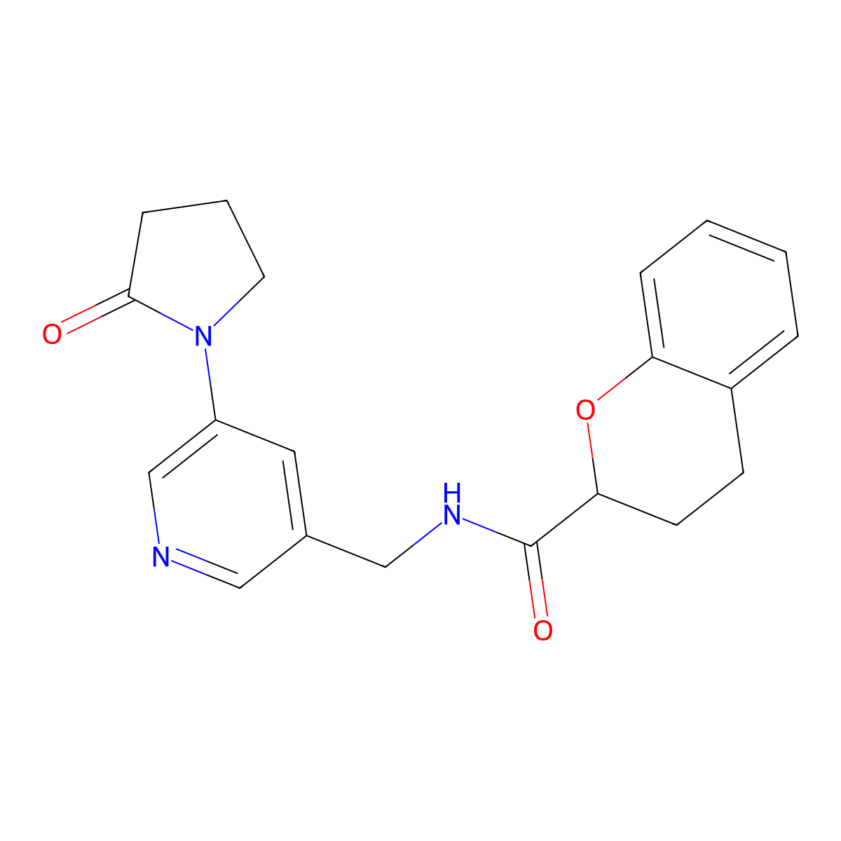 N-((5-(2-oxopyrrolidin-1-yl)pyridin-3-yl)methyl)chroman-2-carboxamide molecular structure, CAS 2034567-48-9