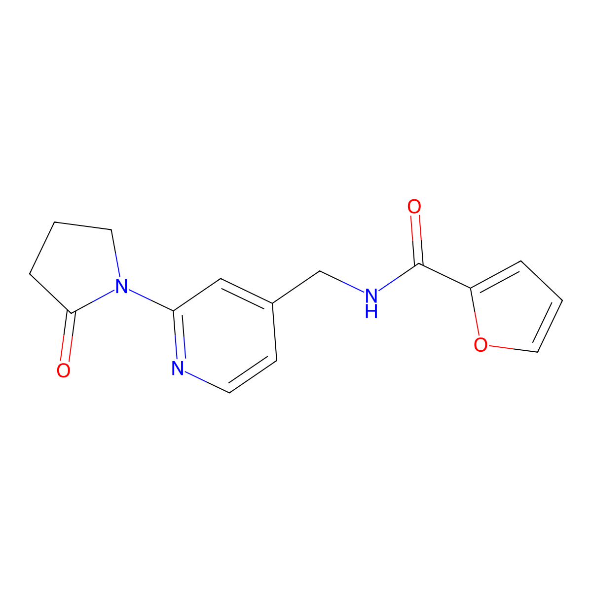 N-((2-(2-oxopyrrolidin-1-yl)pyridin-4-yl)methyl)furan-2-carboxamide molecular structure, CAS 2034567-60-5