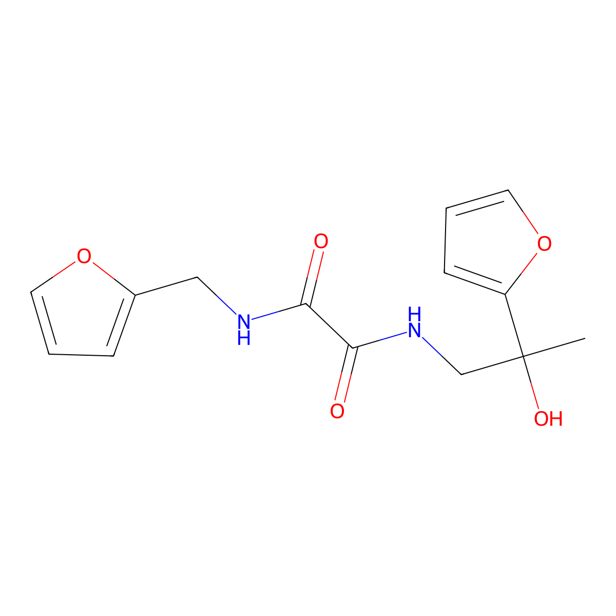 N1-(2-(furan-2-yl)-2-hydroxypropyl)-N2-(furan-2-ylmethyl)oxalamide molecular structure, CAS 2034567-61-6