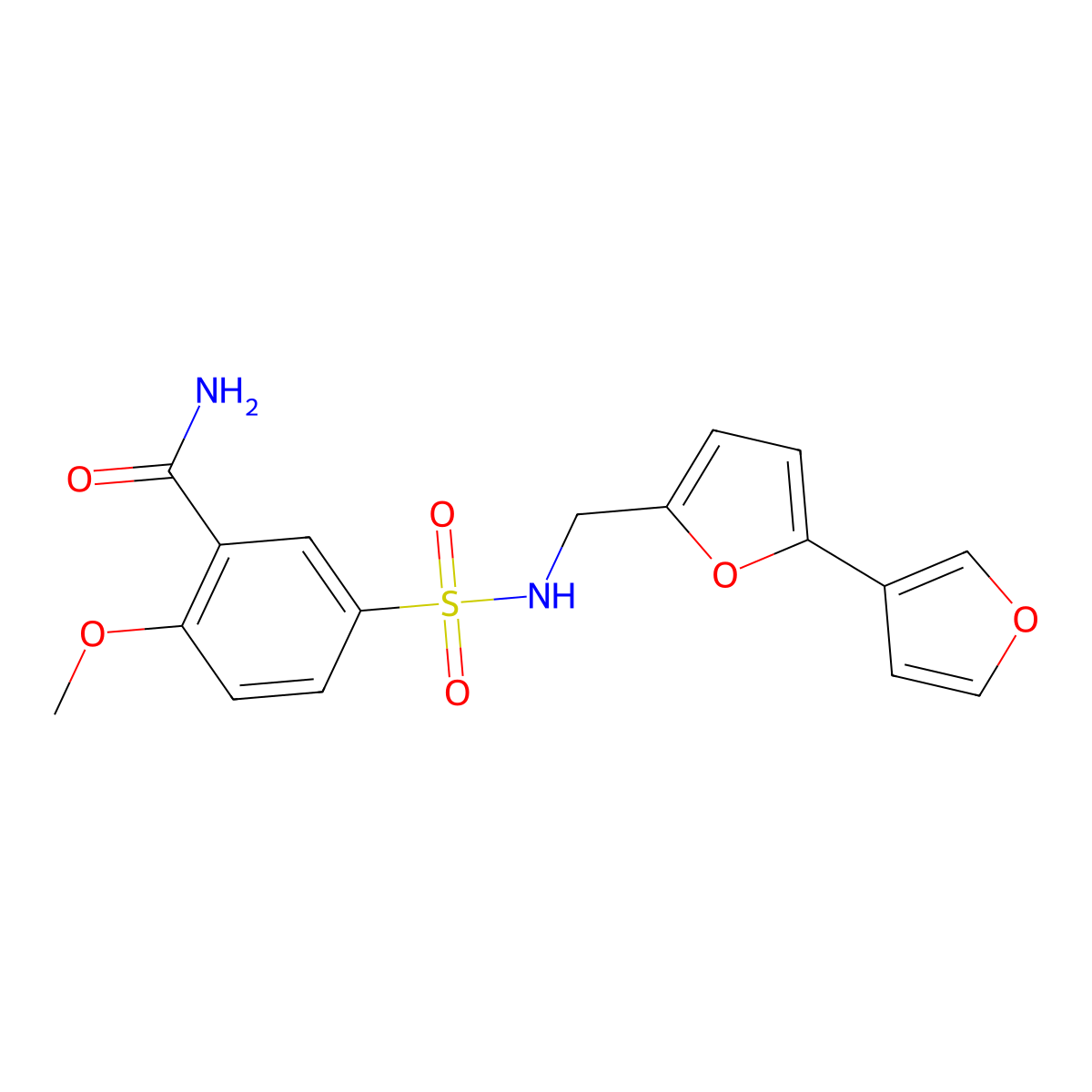 5-[({[2,3'-Bifuran]-5-yl}methyl)sulfamoyl]-2-methoxybenzamide molecular structure, CAS 2034567-64-9