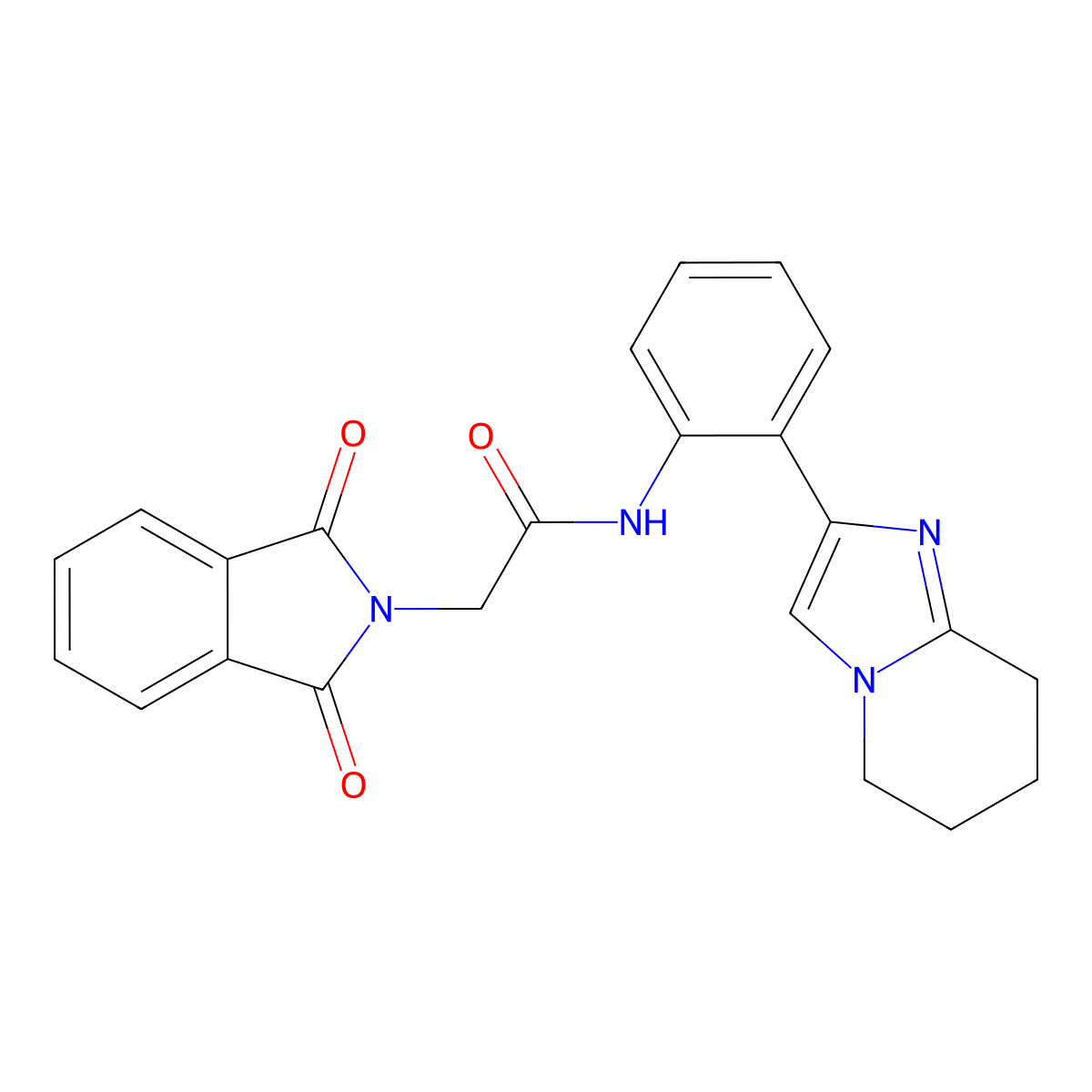 2-(1,3-dioxoisoindolin-2-yl)-N-(2-(5,6,7,8-tetrahydroimidazo[1,2-a]pyridin-2-yl)phenyl)acetamide molecular structure, CAS 2034567-65-0