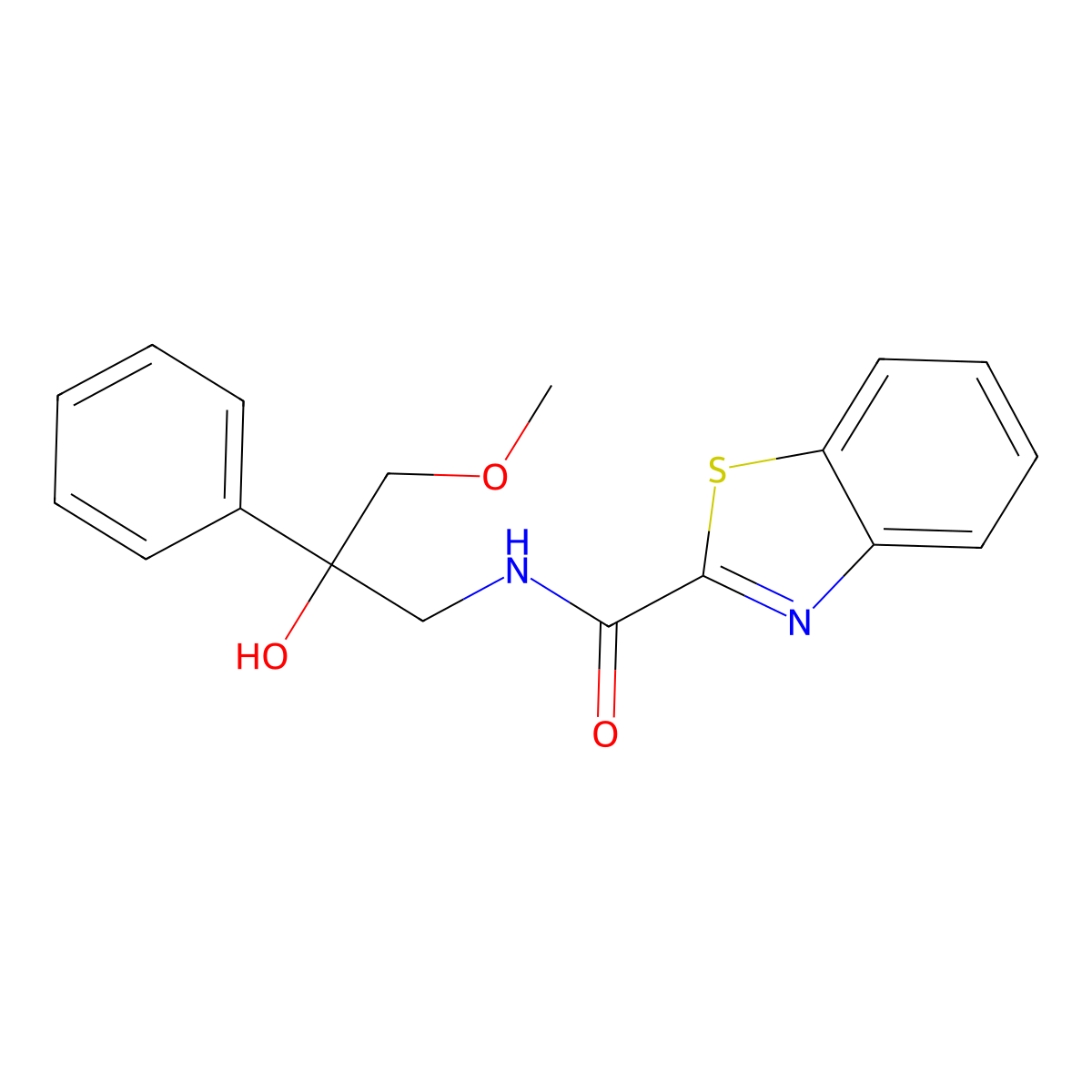 N-(2-hydroxy-3-methoxy-2-phenylpropyl)benzo[d]thiazole-2-carboxamide molecular structure, CAS 2034567-69-4