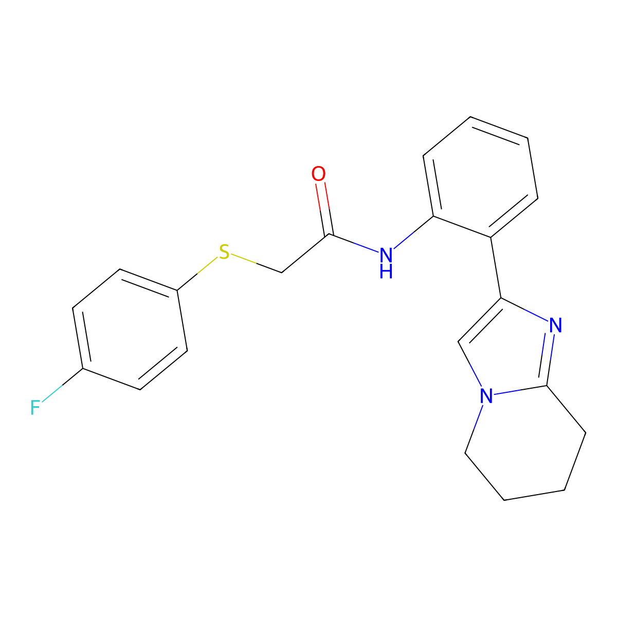 2-((4-fluorophenyl)thio)-N-(2-(5,6,7,8-tetrahydroimidazo[1,2-a]pyridin-2-yl)phenyl)acetamide molecular structure, CAS 2034567-71-8