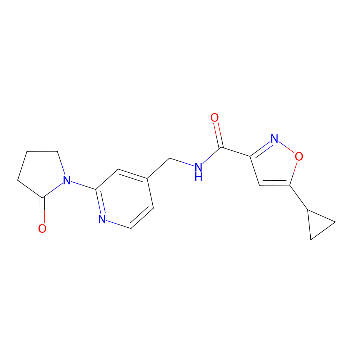 5-cyclopropyl-N-((2-(2-oxopyrrolidin-1-yl)pyridin-4-yl)methyl)isoxazole-3-carboxamide molecular structure, CAS 2034567-79-6