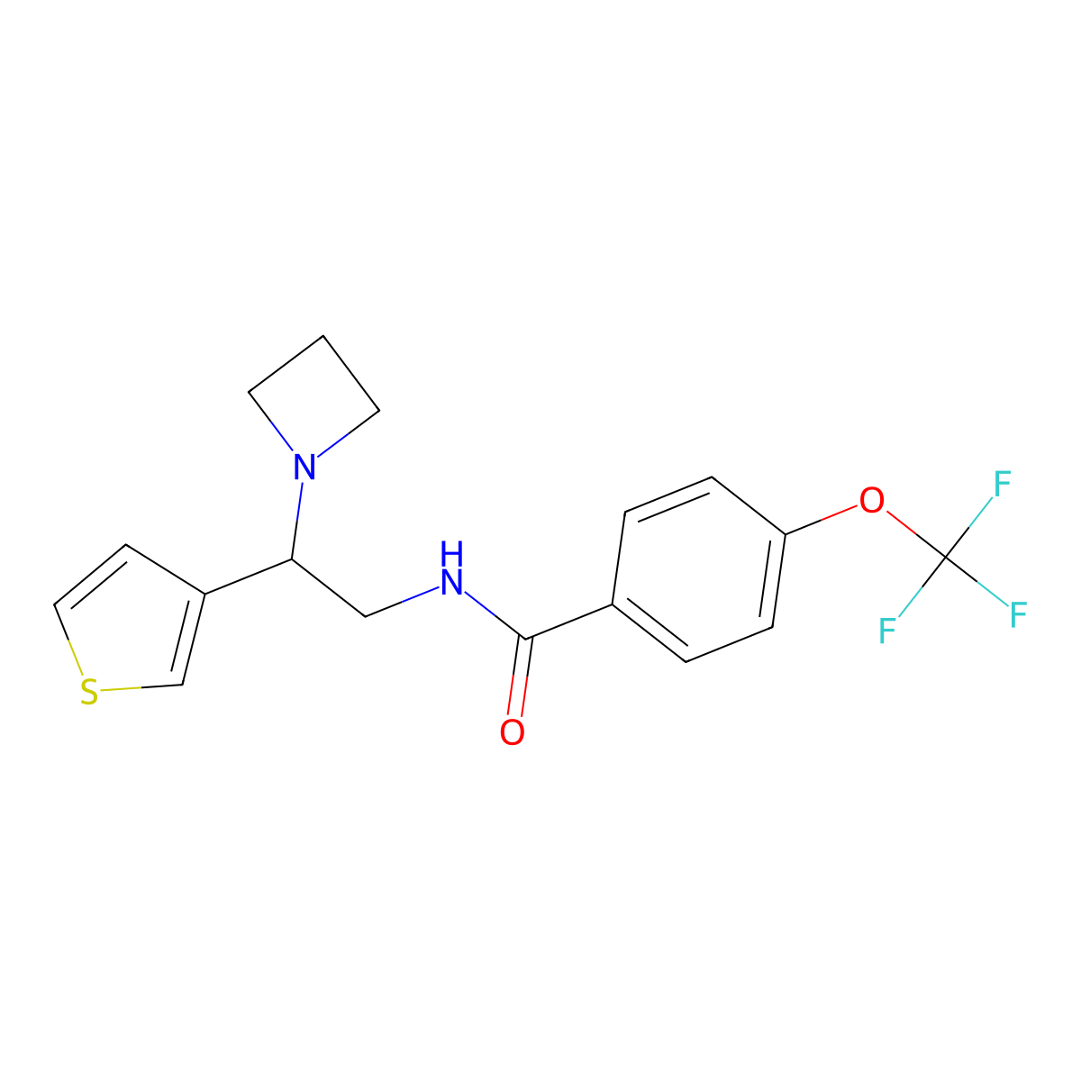 N-(2-(azetidin-1-yl)-2-(thiophen-3-yl)ethyl)-4-(trifluoromethoxy)benzamide molecular structure, CAS 2034567-86-5